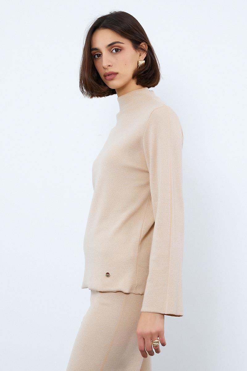 Свитер с воротником-водолазкой и металлическими нитями из смеси органического хлопка