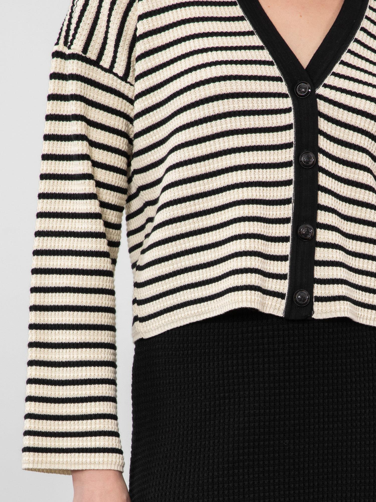 Organik Pamuk Karışımlı Çizgili Hırka