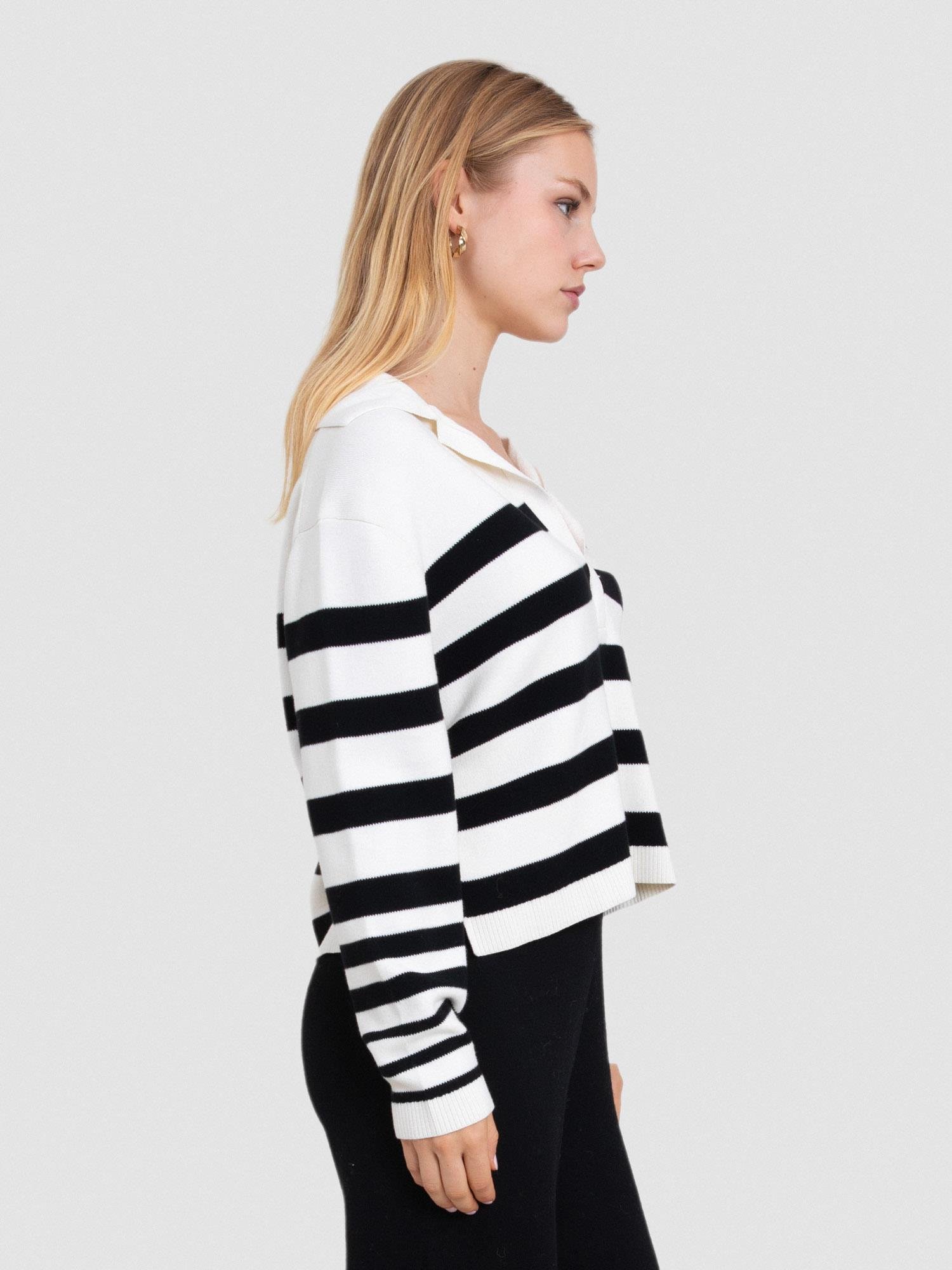 Organik Pamuk Karışımlı Çizgili Kazak