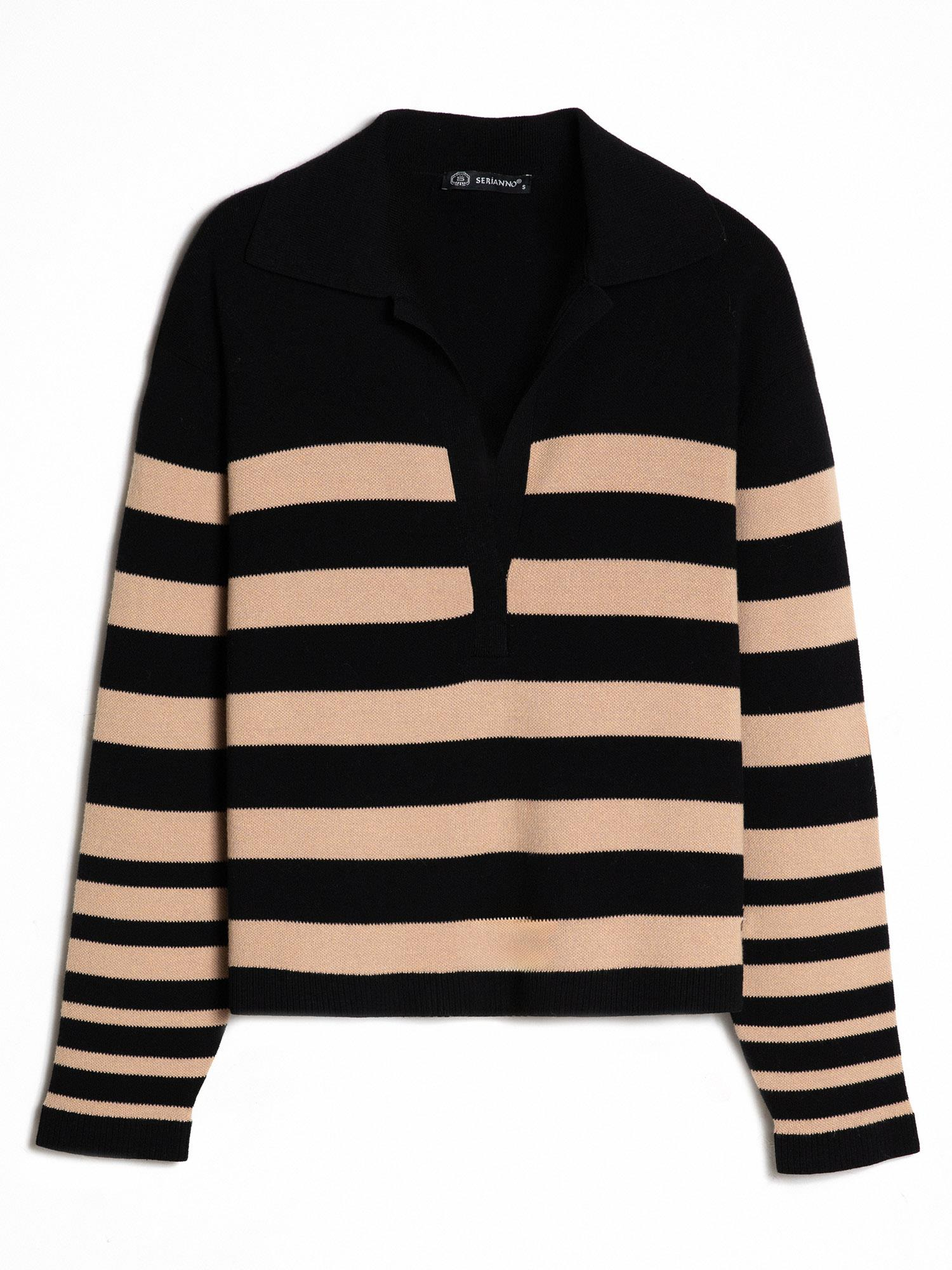 Organik Pamuk Karışımlı Çizgili Kazak