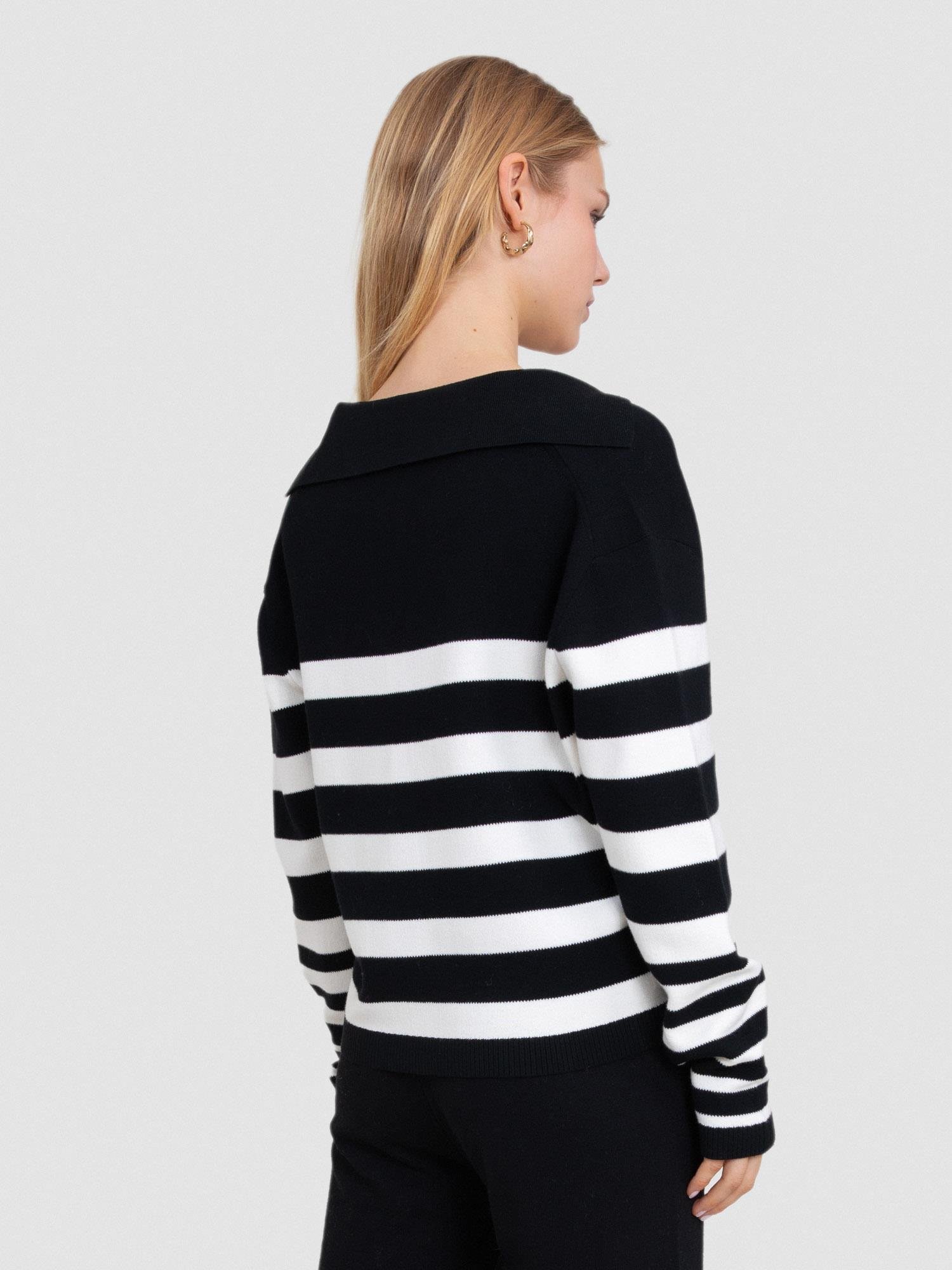 Organik Pamuk Karışımlı Çizgili Kazak