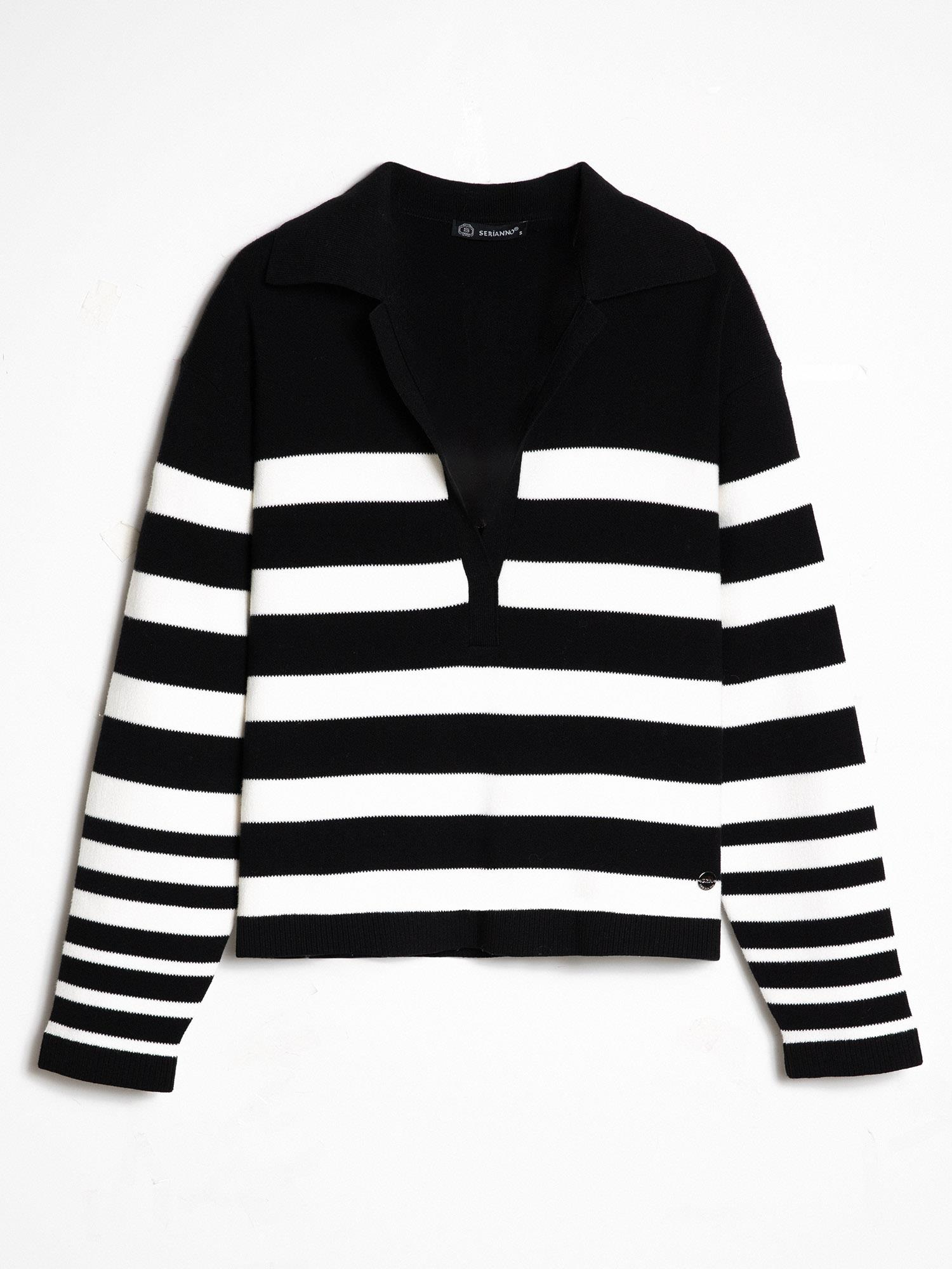 Organik Pamuk Karışımlı Çizgili Kazak