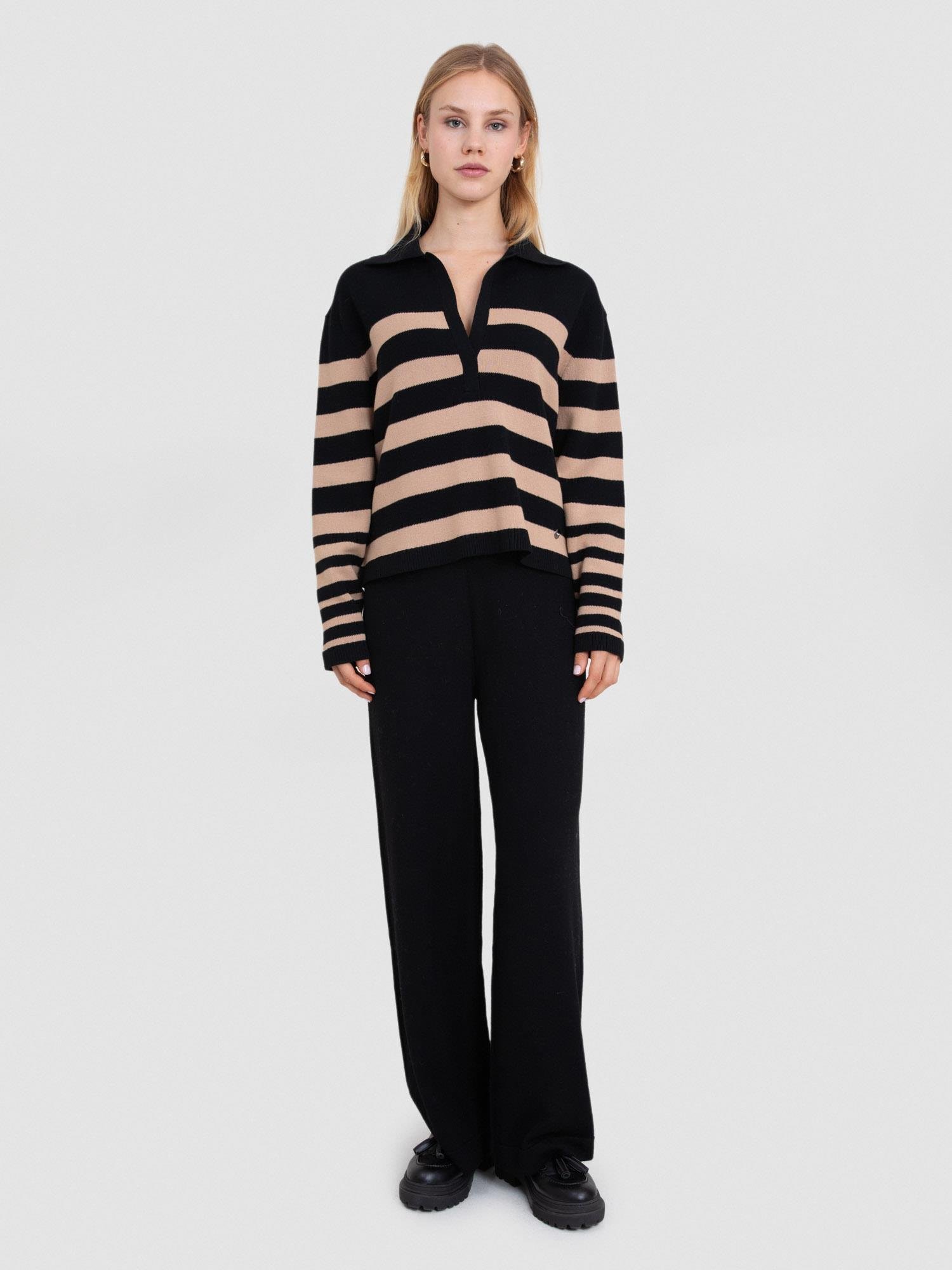 Organik Pamuk Karışımlı Çizgili Kazak