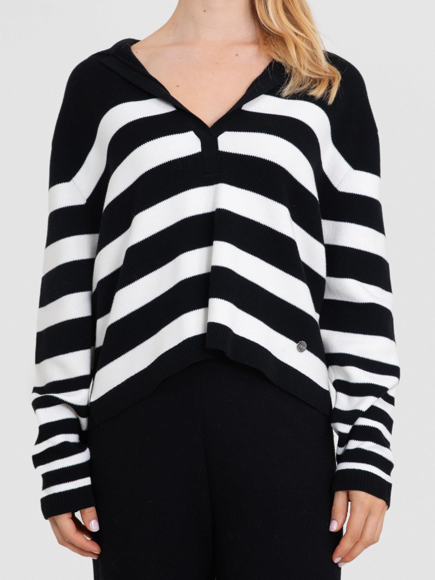 Organik Pamuk Karışımlı Çizgili Kazak