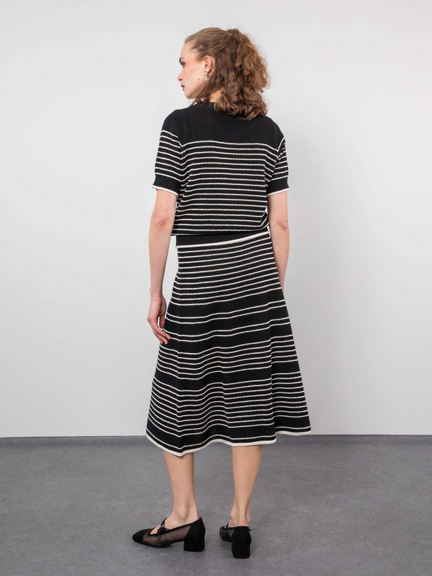 Organik Pamuk Karışımlı Çizgili Zıt Renk Detaylı Kazak