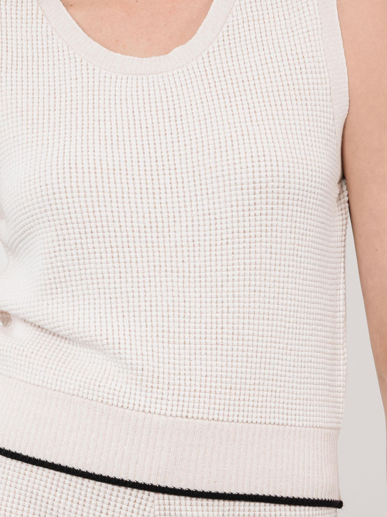 Organik Pamuk Karışımlı Dokulu Metalik İpli Zıt Renk Detaylı Atlet