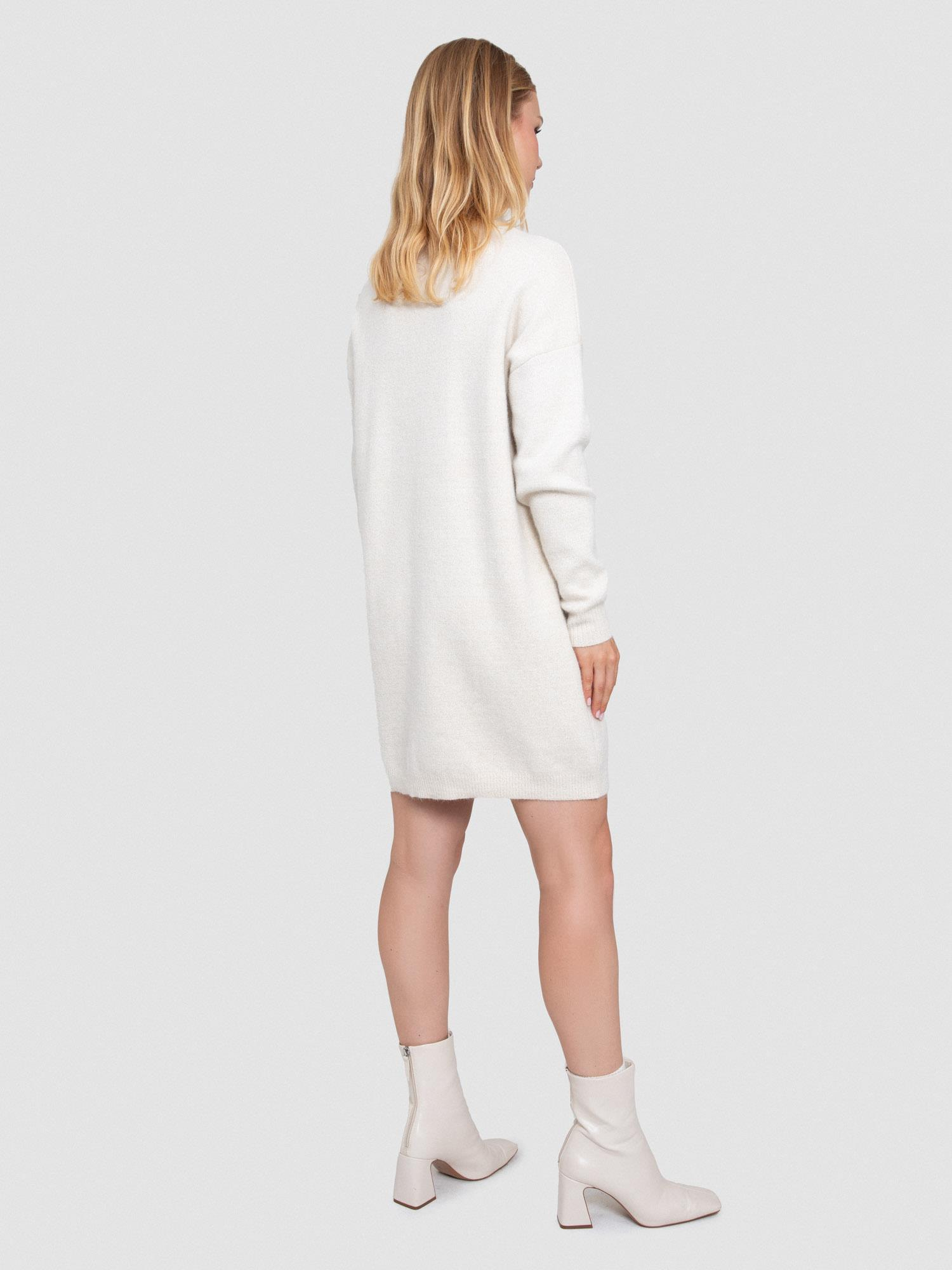 Organik Pamuk Karışımlı Düğme Detaylı Metalik Dokulu  Elbise