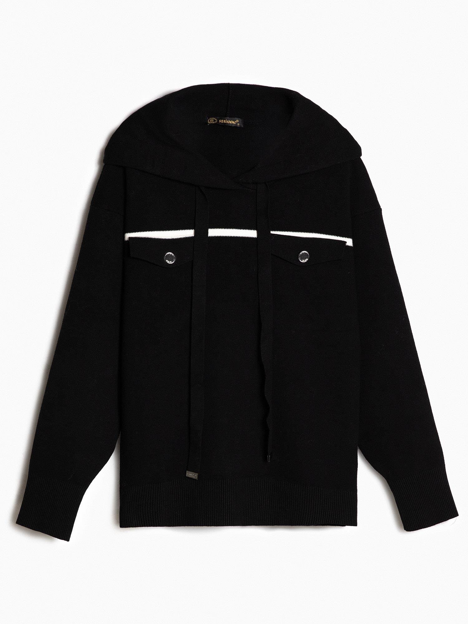 Organik Pamuk Karışımlı Kapüşonlu Kazak