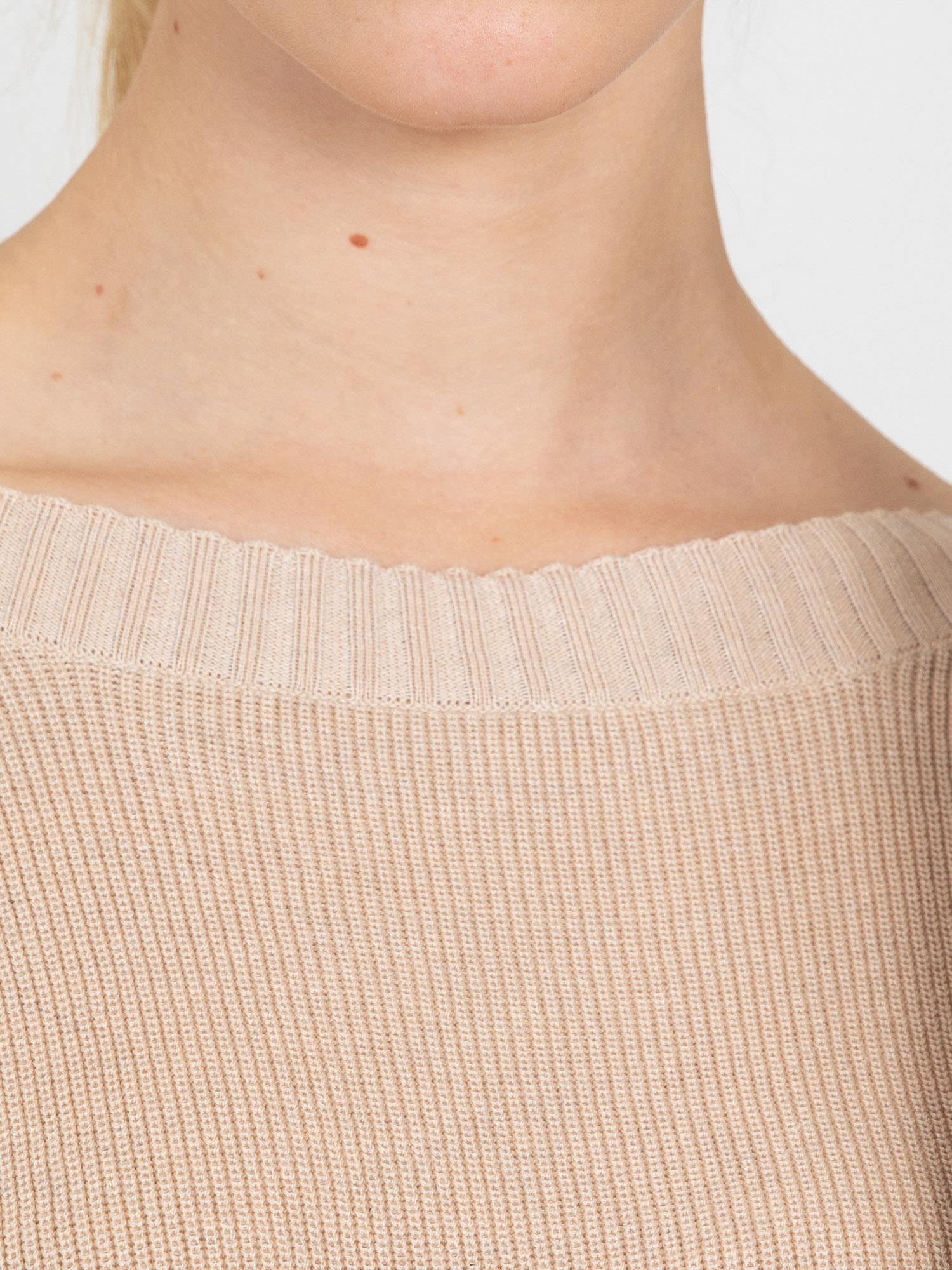 Organik Pamuk Karışımlı Kayık Yaka Kazak