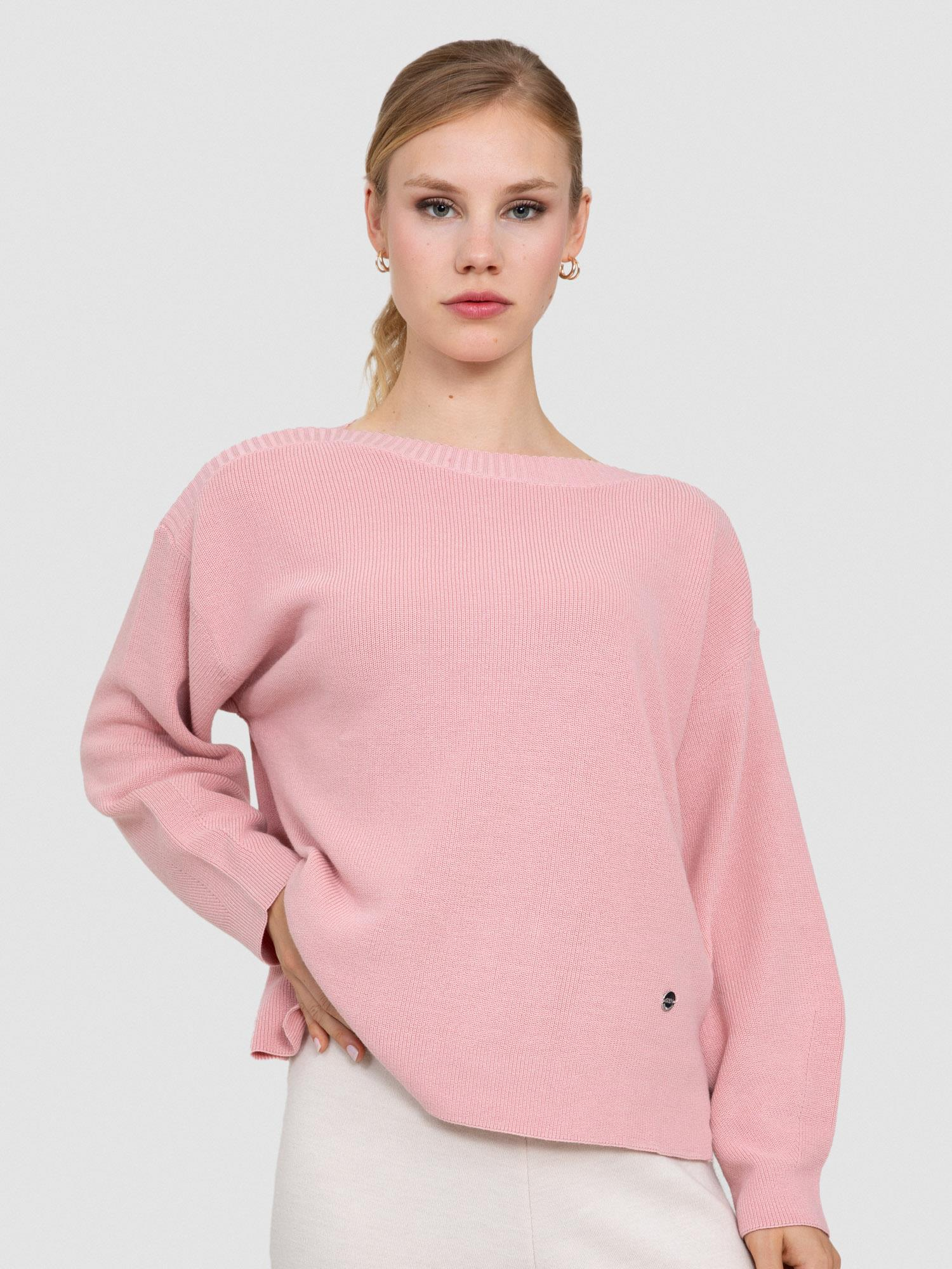 Organik Pamuk Karışımlı Kayık Yaka Kazak