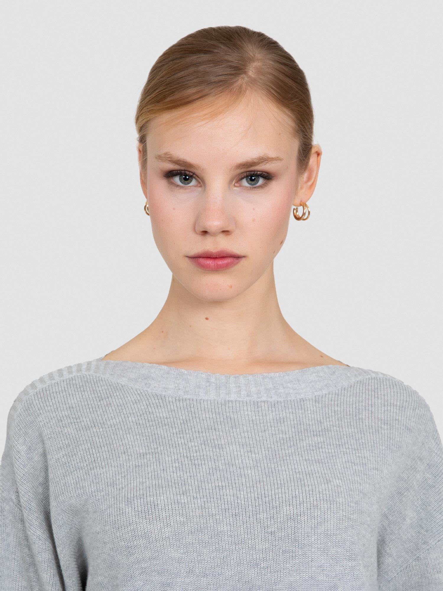 Organik Pamuk Karışımlı Kayık Yaka Kazak