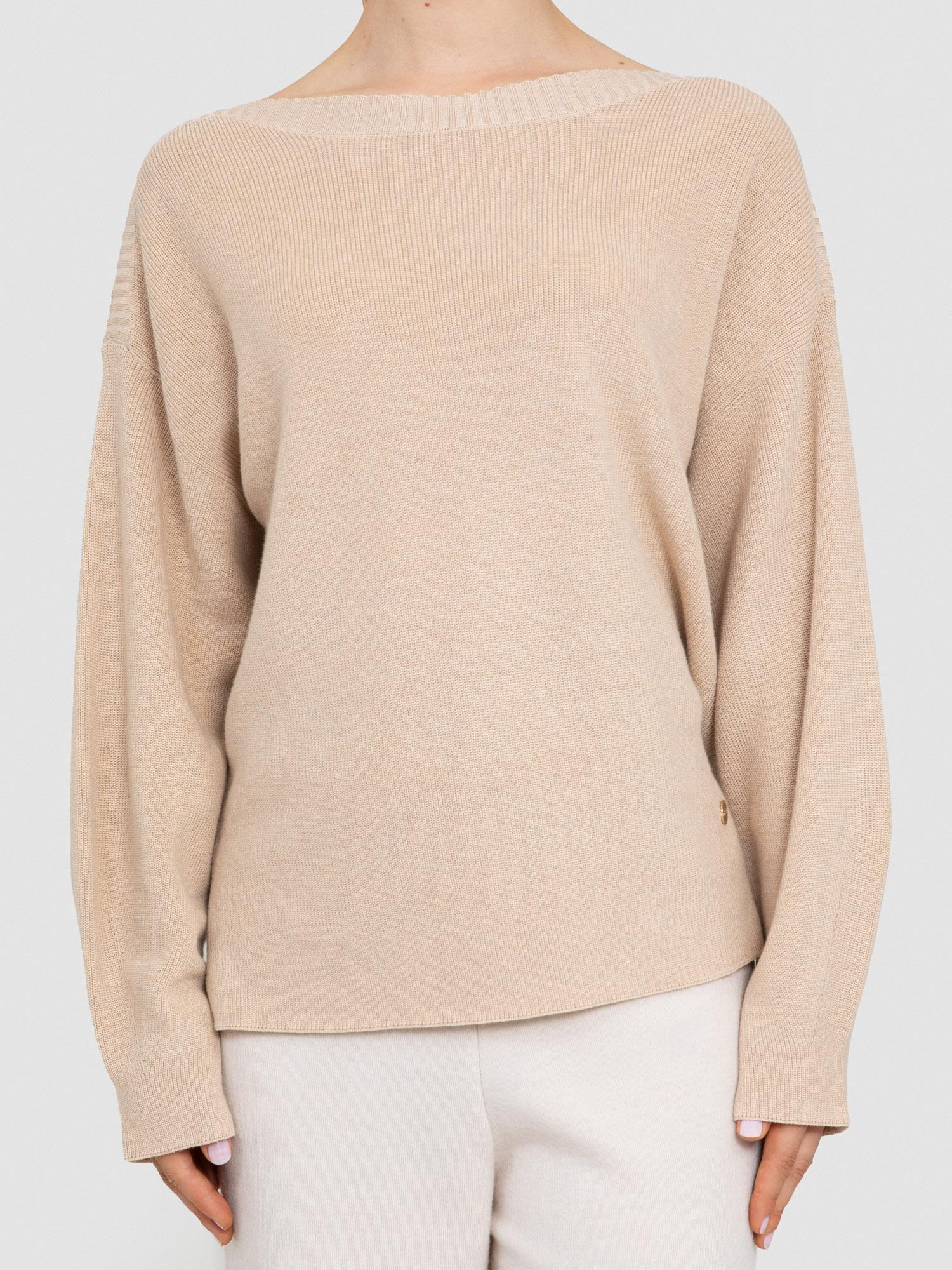 Organik Pamuk Karışımlı Kayık Yaka Kazak