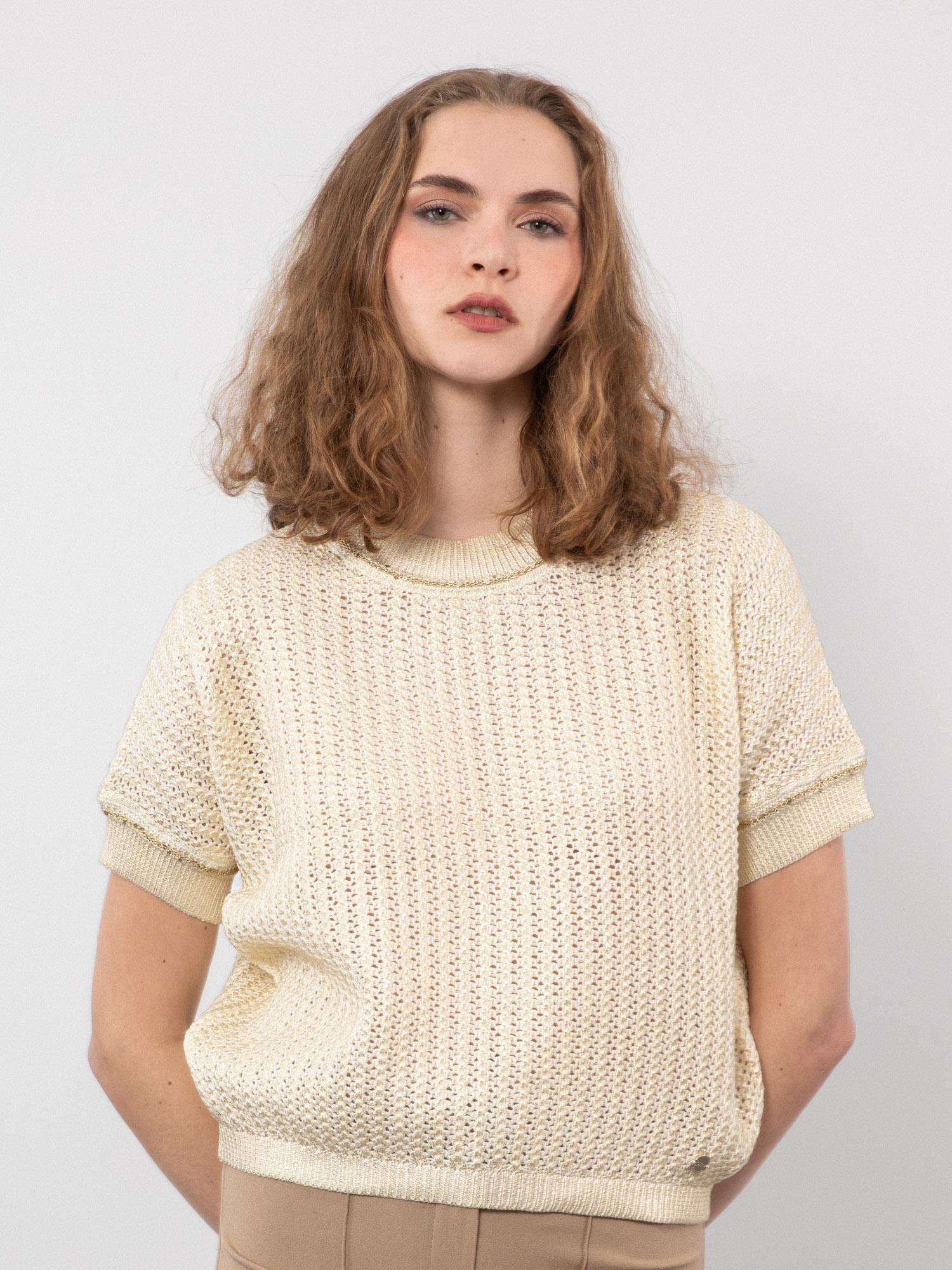 Organik Pamuk Karışımlı Metalik İp Detaylı Kazak