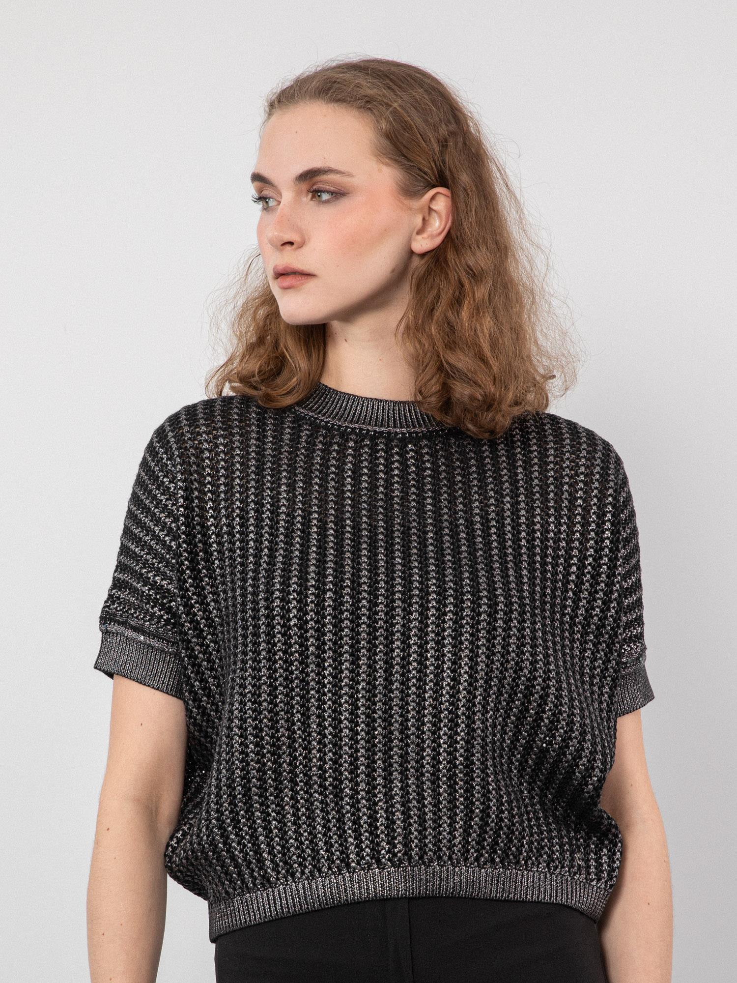 Organik Pamuk Karışımlı Metalik İp Detaylı Kazak