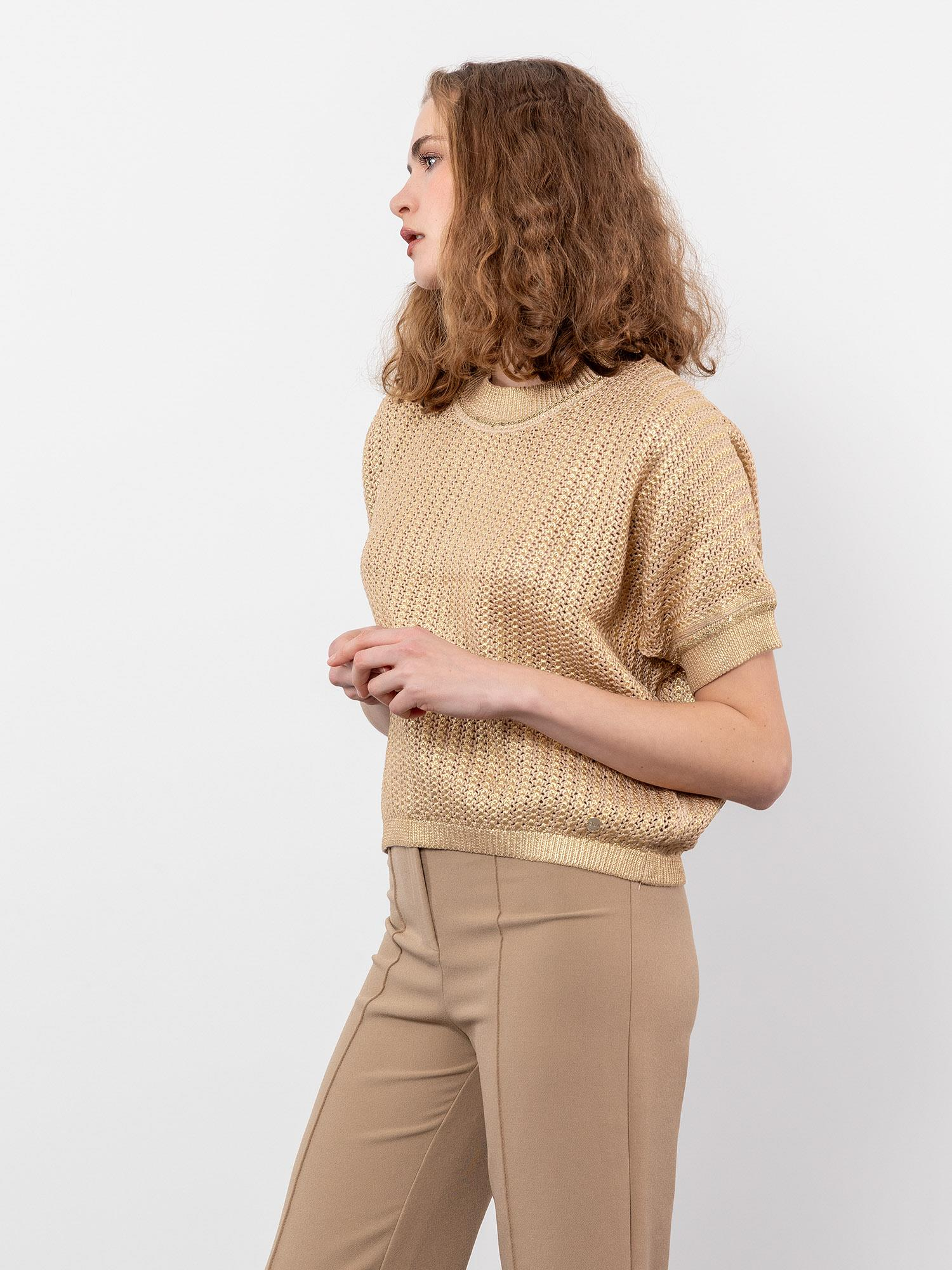 Organik Pamuk Karışımlı Metalik İp Detaylı Kazak