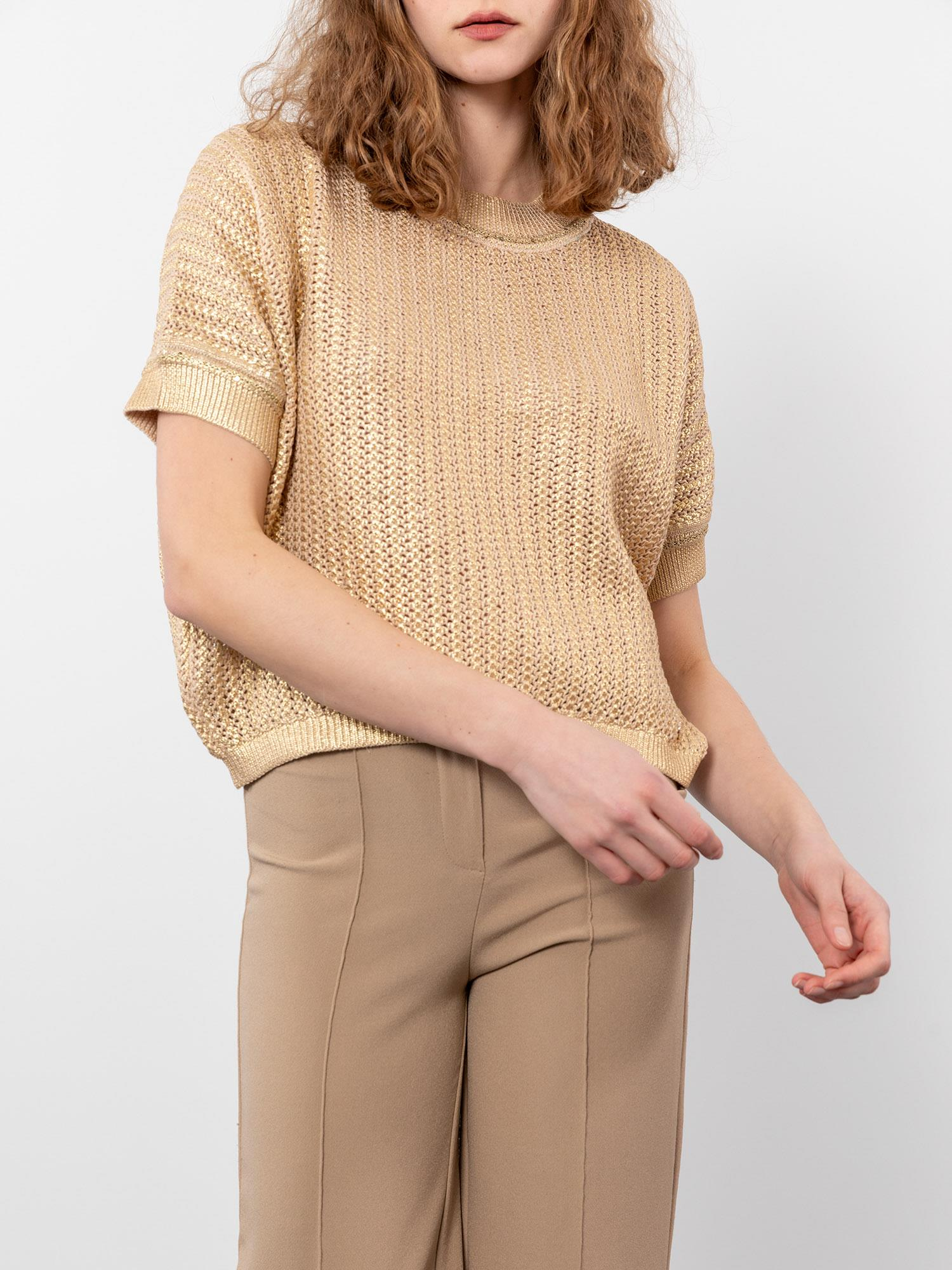 Organik Pamuk Karışımlı Metalik İp Detaylı Kazak