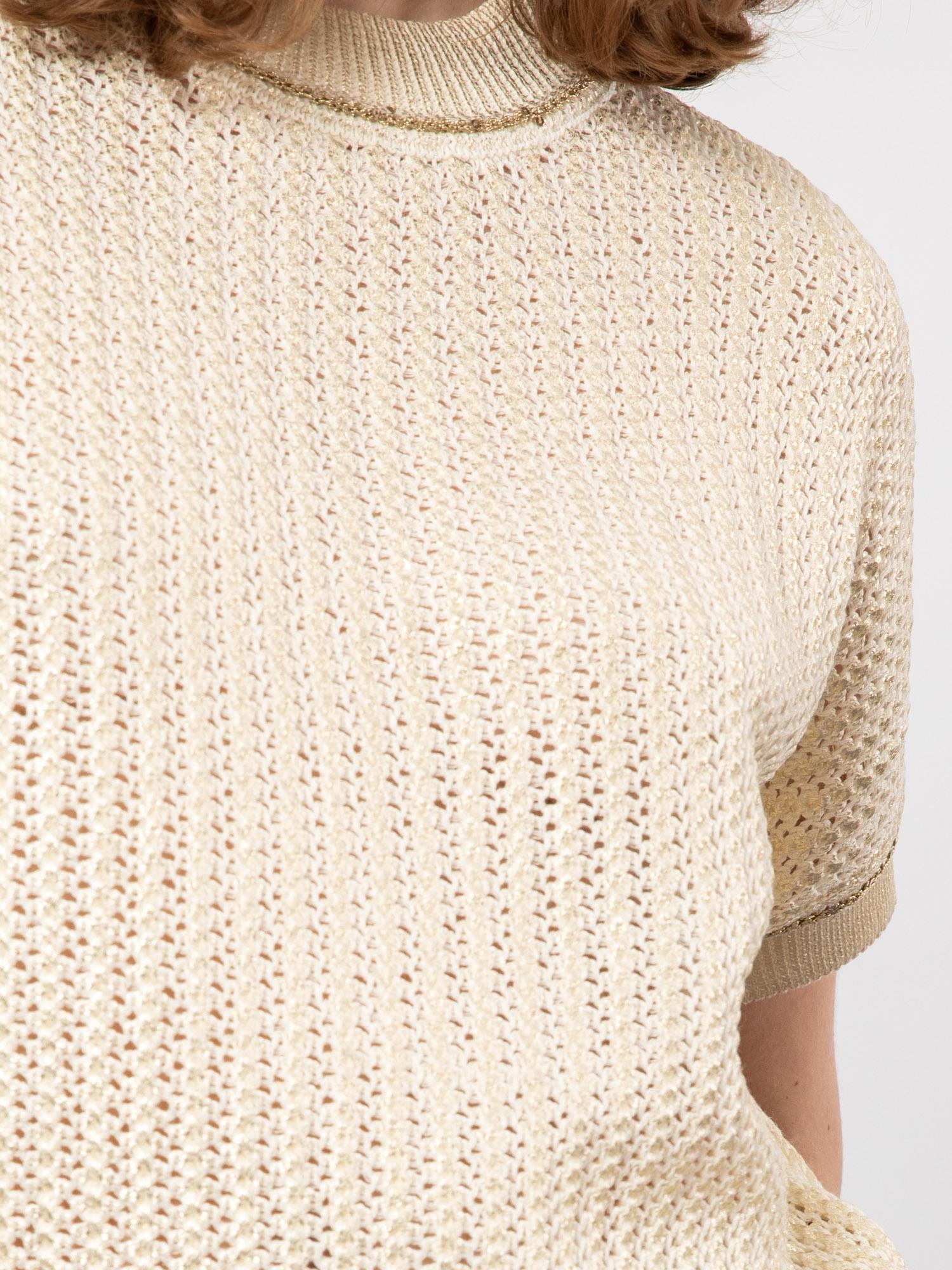 Organik Pamuk Karışımlı Metalik İp Detaylı Kazak