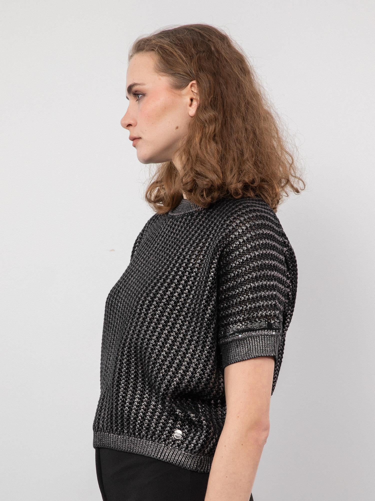 Organik Pamuk Karışımlı Metalik İp Detaylı Kazak