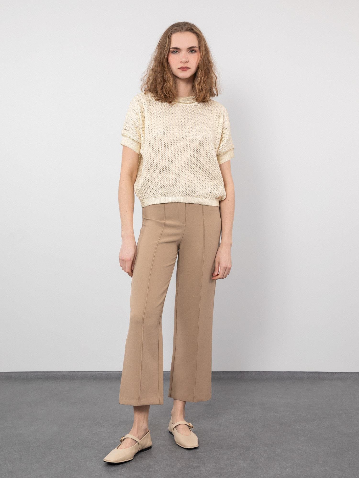 Organik Pamuk Karışımlı Metalik İp Detaylı Kazak