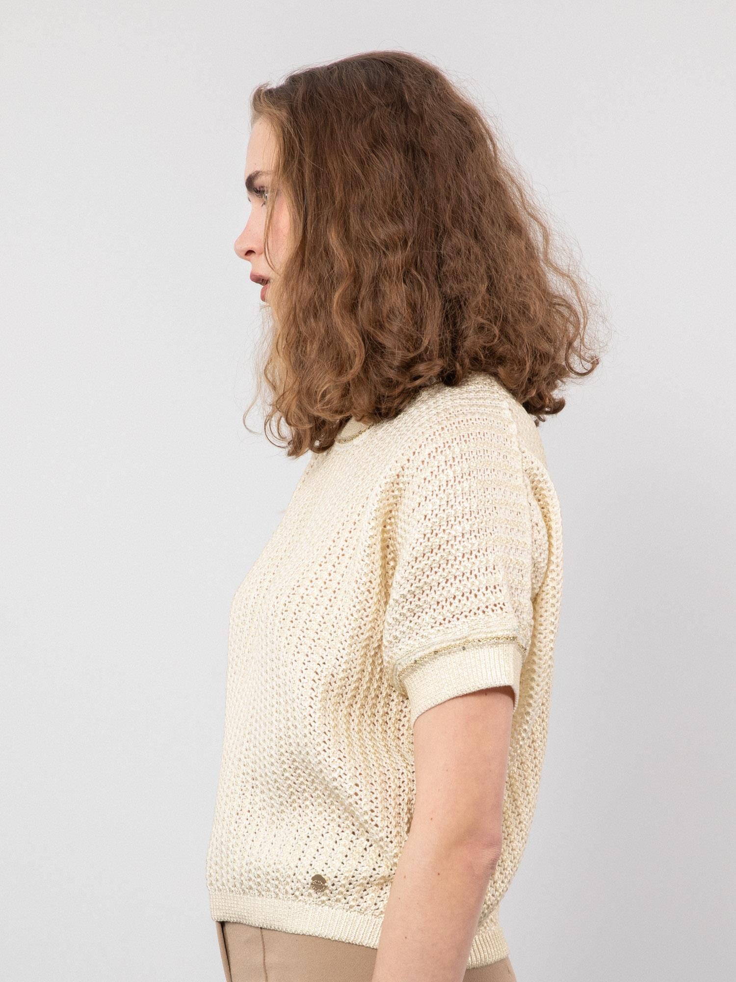 Organik Pamuk Karışımlı Metalik İp Detaylı Kazak