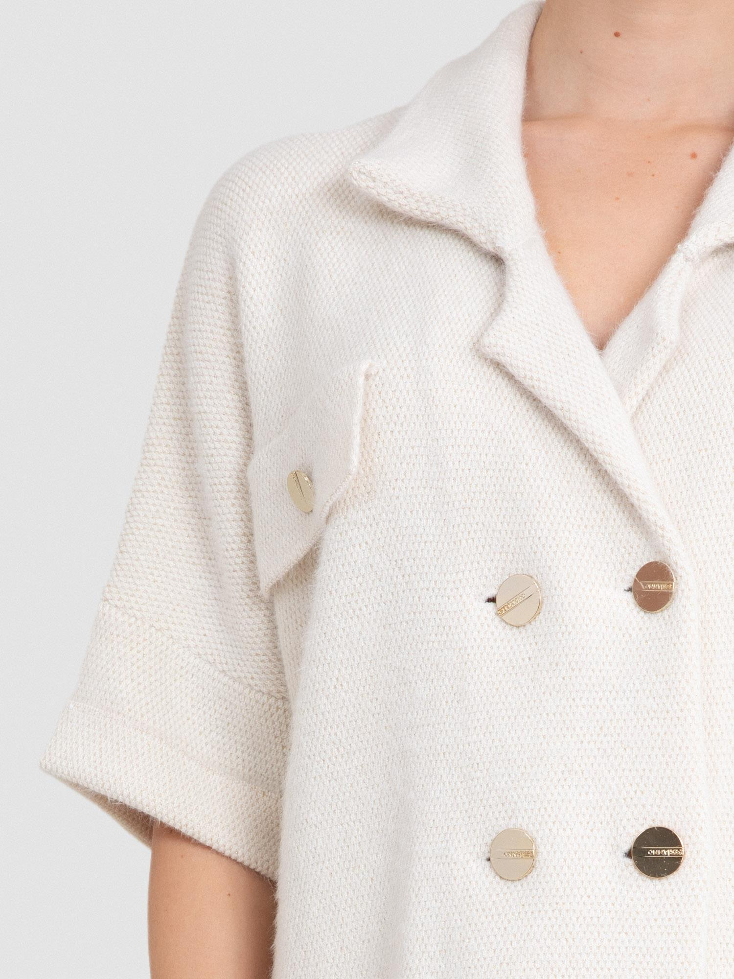 Organik Pamuk Karışımlı Metalik İpli Kruvaze Hırka