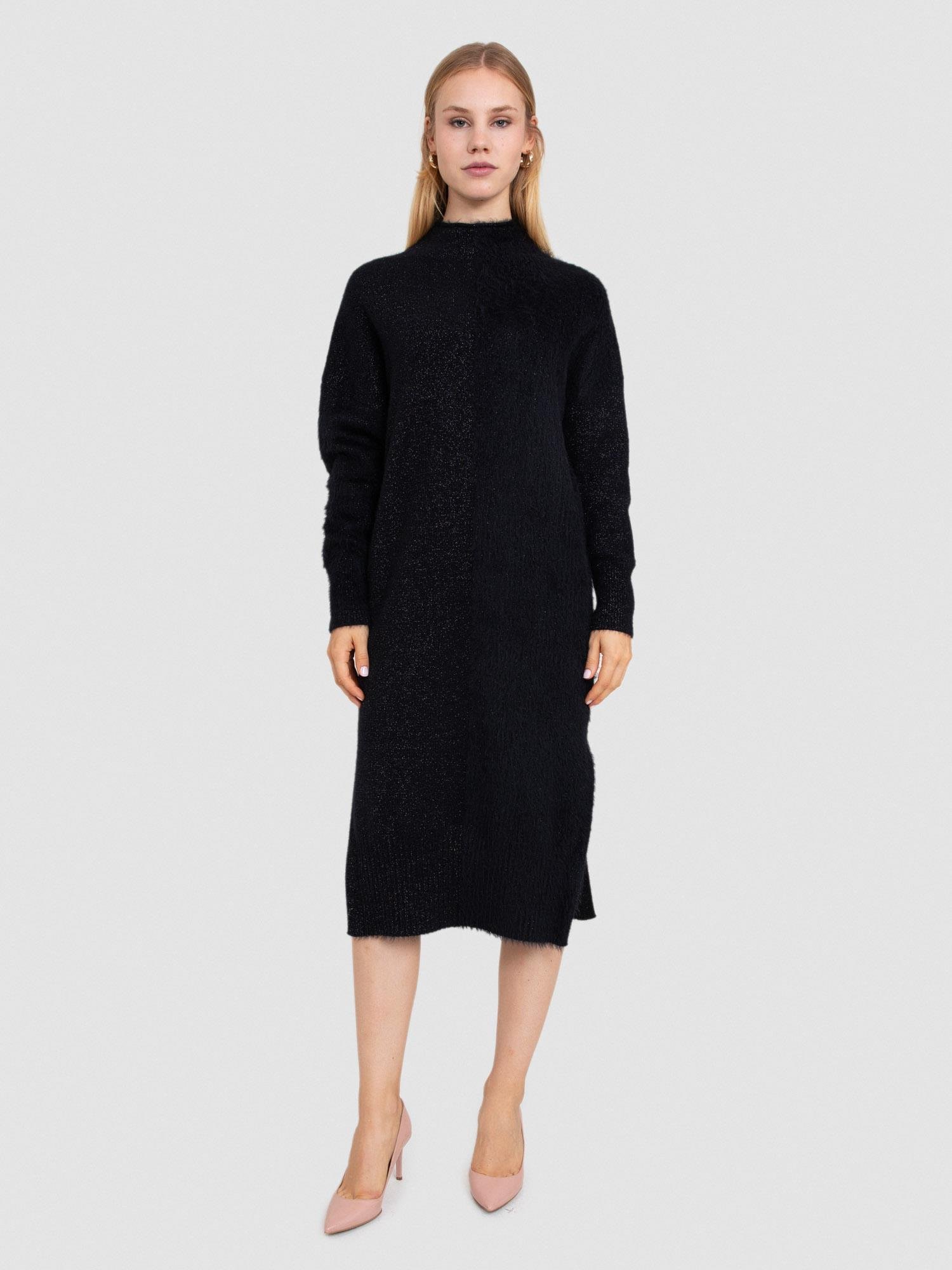 Organik Pamuk Karışımlı Metalik Tüylü Elbise