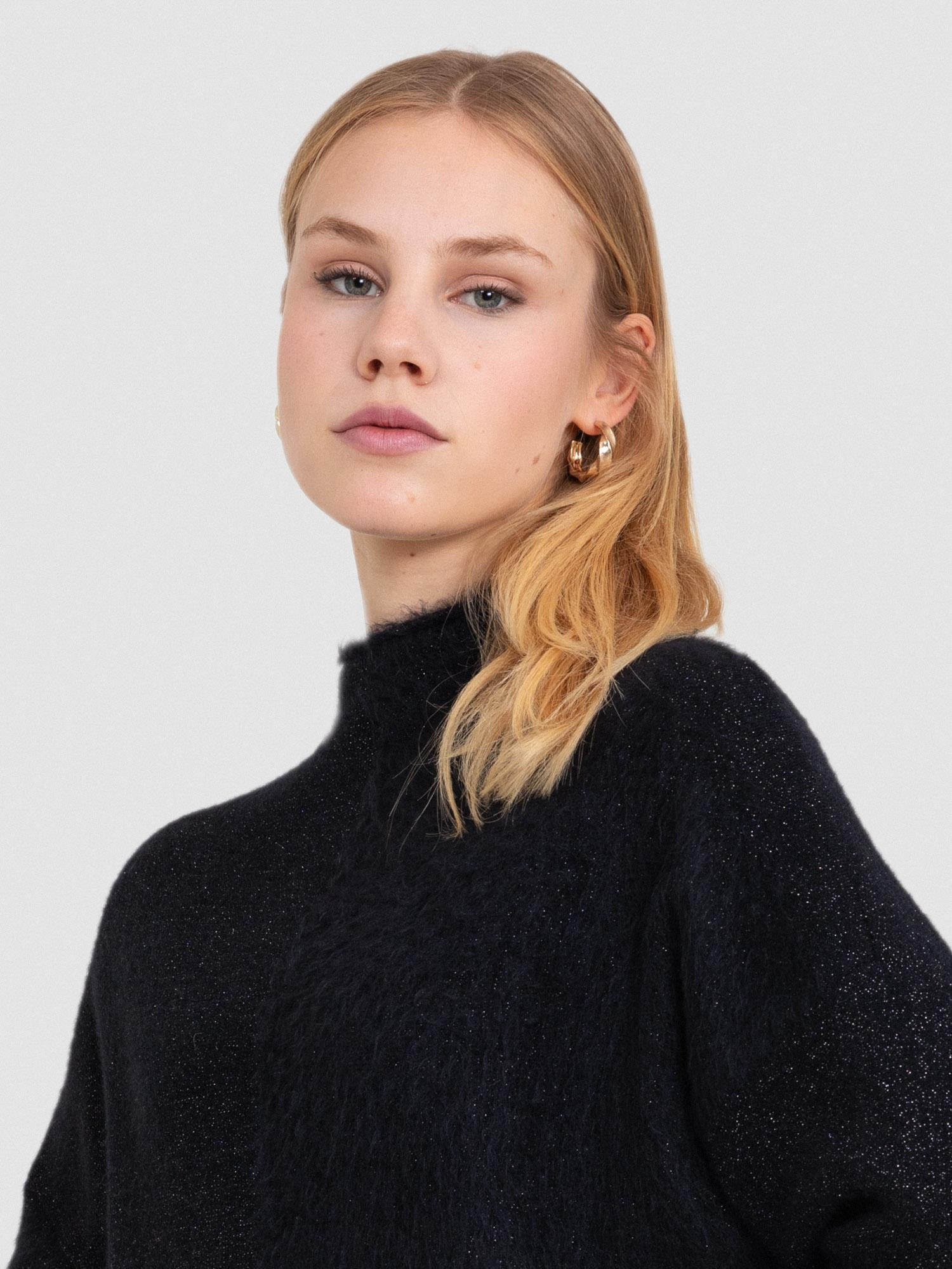 Organik Pamuk Karışımlı Metalik Tüylü Elbise