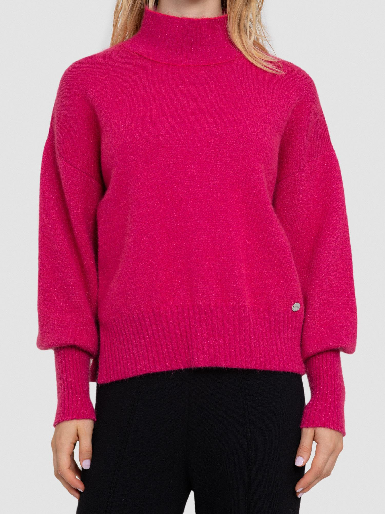 Organik Pamuk Karışımlı Metalik Tüylü Dik Yaka Kazak