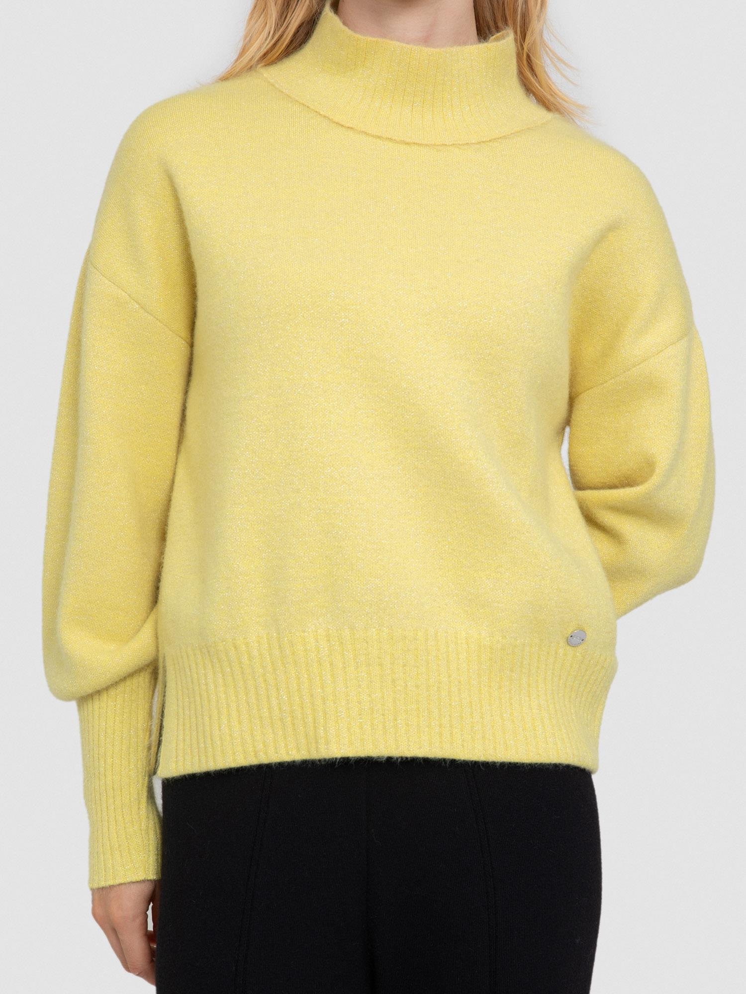 Organik Pamuk Karışımlı Metalik Tüylü Dik Yaka Kazak