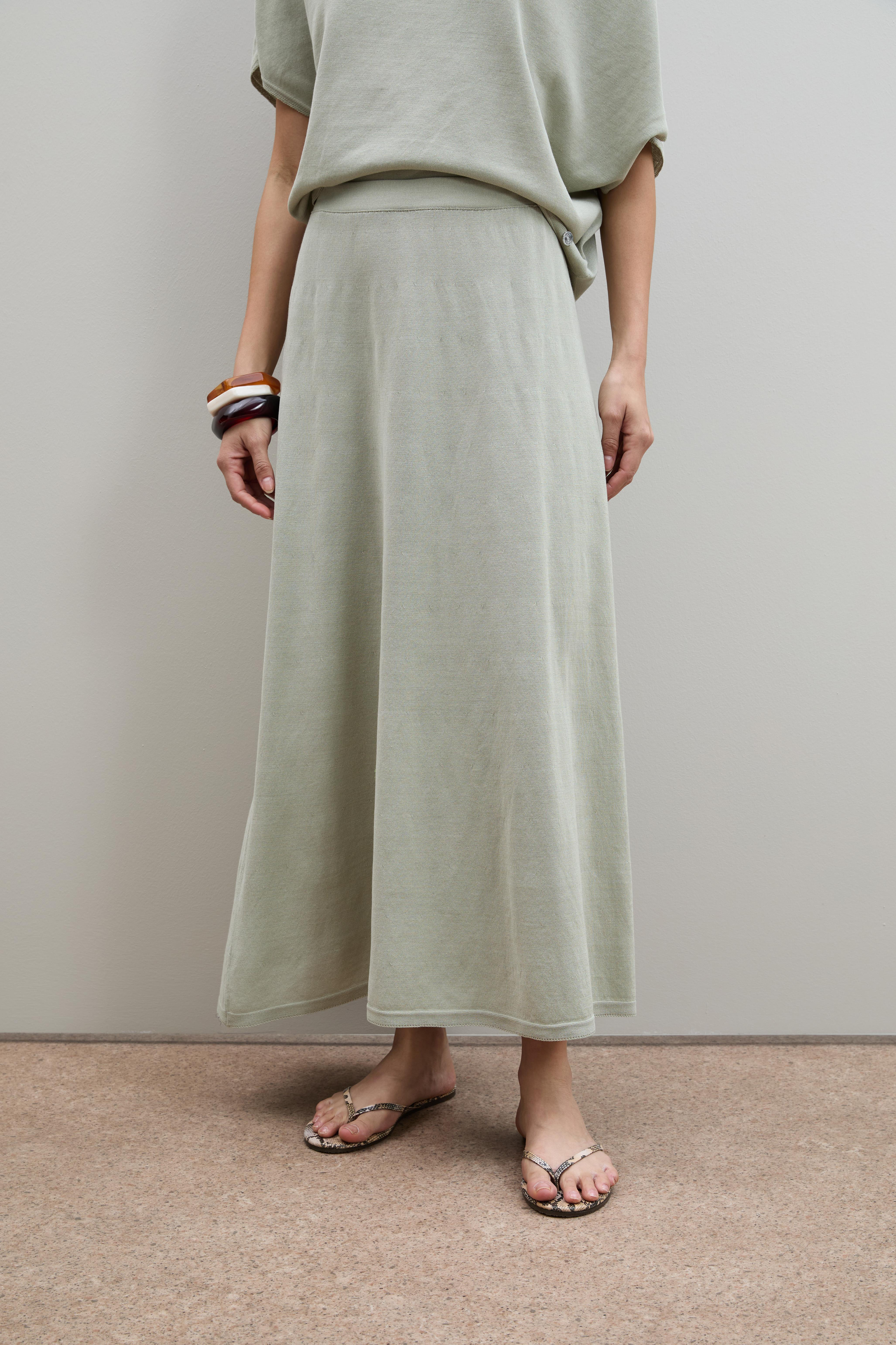 Organik Pamuk Karışımlı Midi Etek