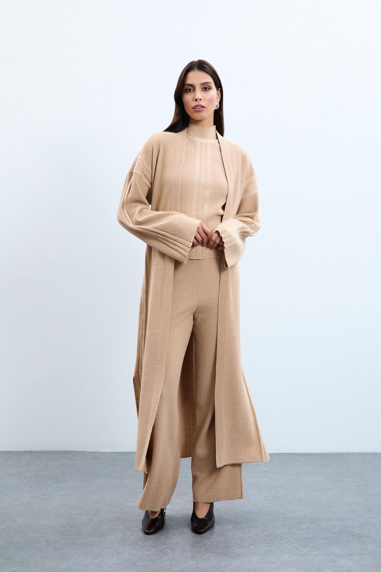 Organik Pamuk Karışımlı Pullu Uzun Hırka