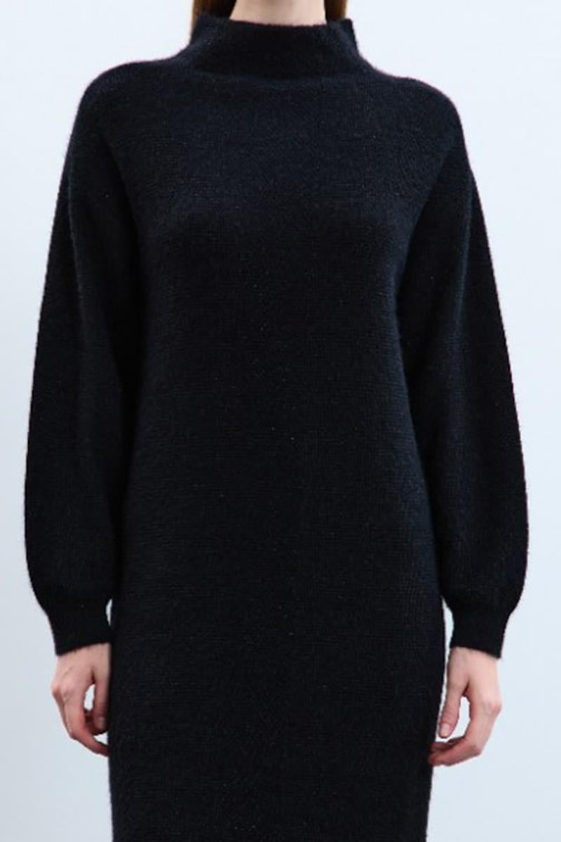 Organik Pamuk Karışımlı Şerit Örgü Detaylı Simli Elbise