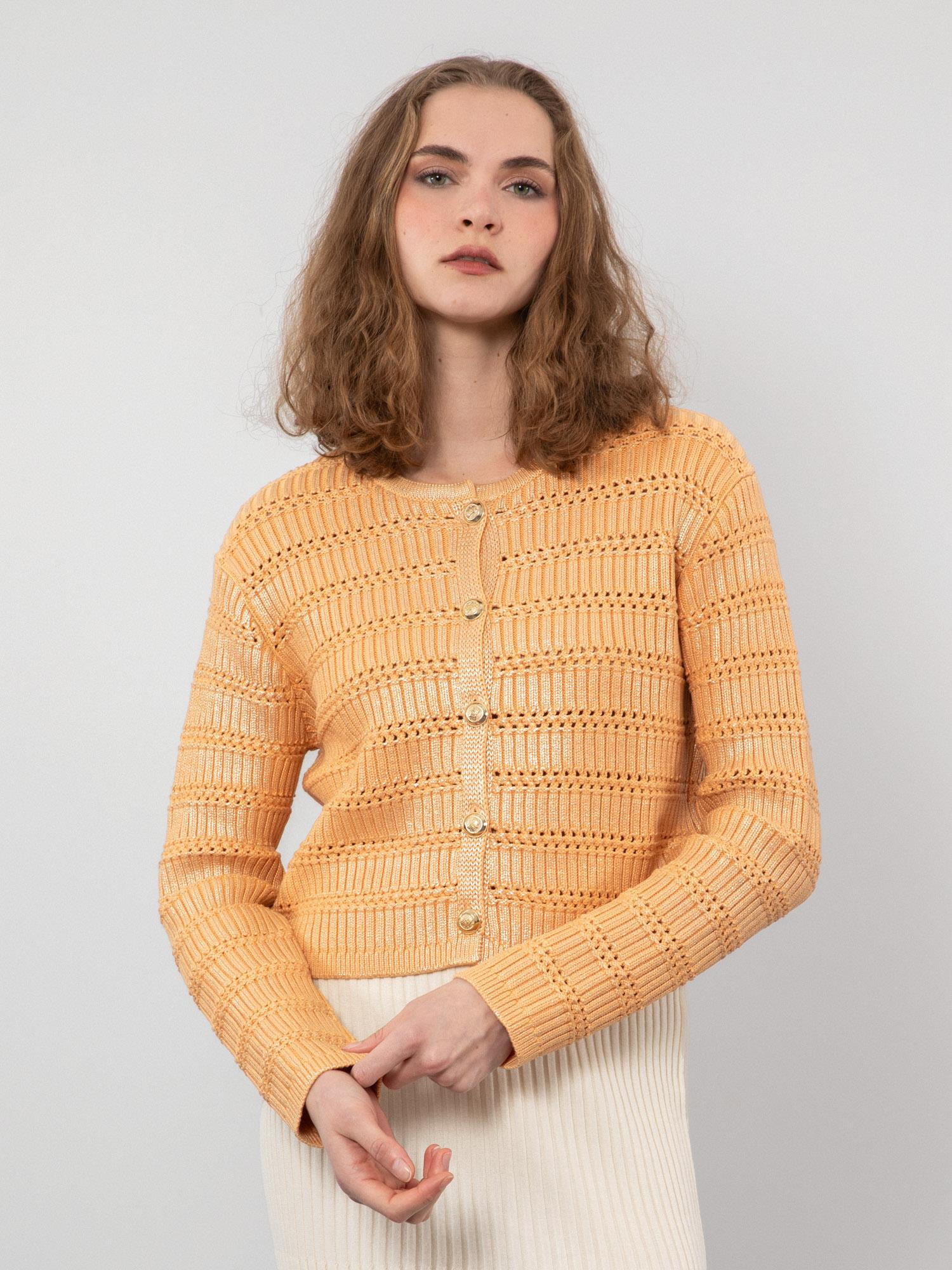 Organik Pamuk Karışımlı Varaklı Düğme Detaylı Hırka