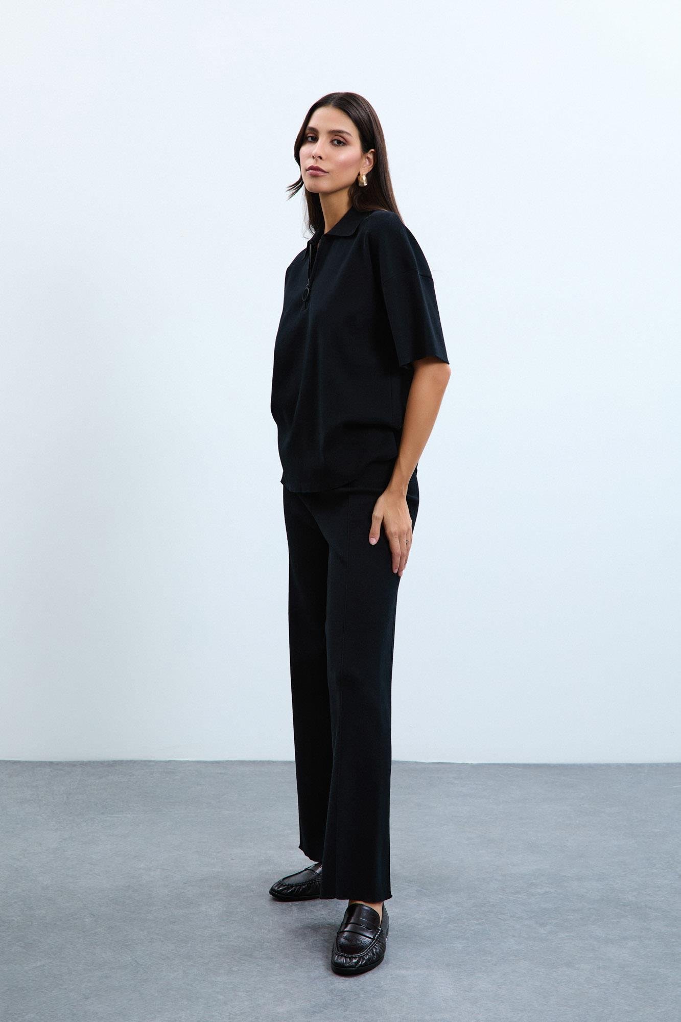 Organik Pamuk Karışımlı Yüksek Bel Pantolon