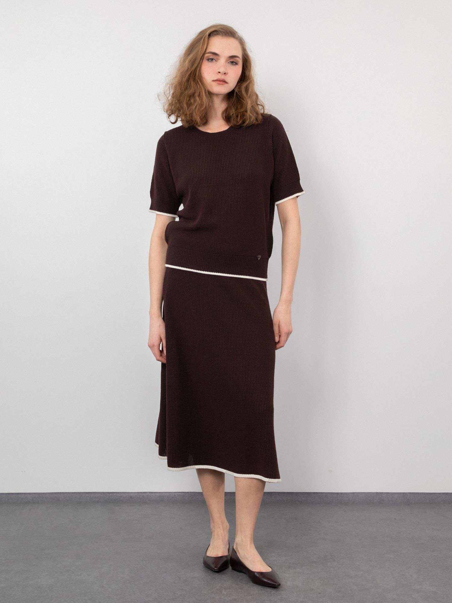 Organik Pamuk Karışımlı Zıt Renk Detaylı Etek