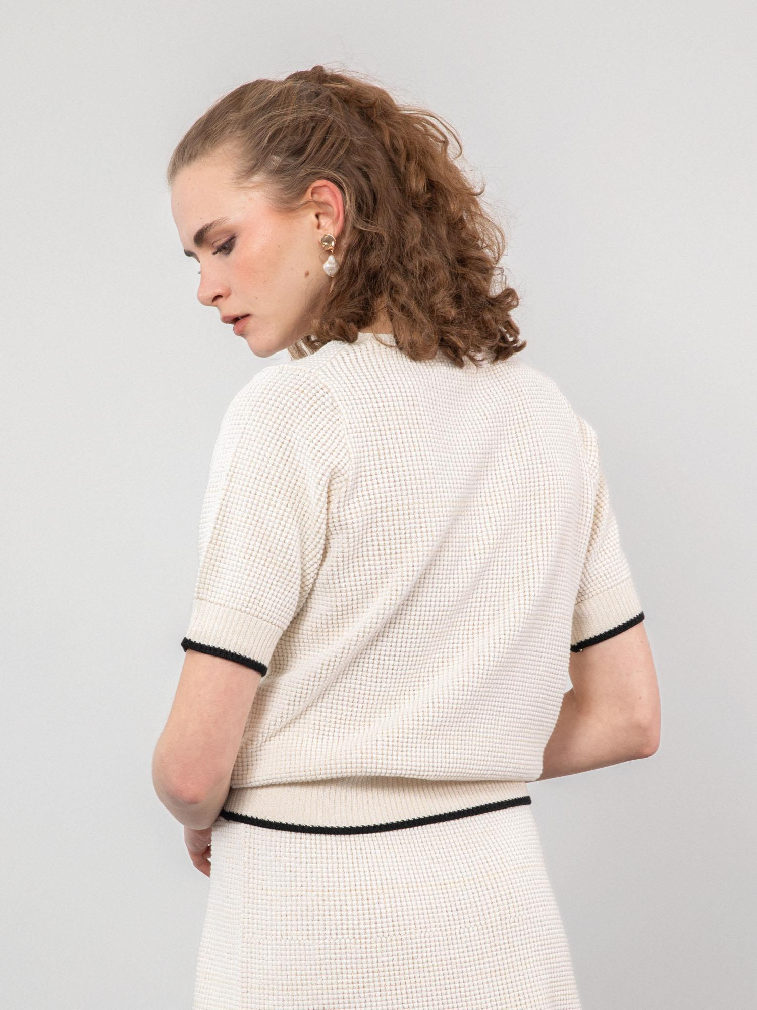 Organik Pamuk Karışımlı Zıt Renk Detaylı Kazak