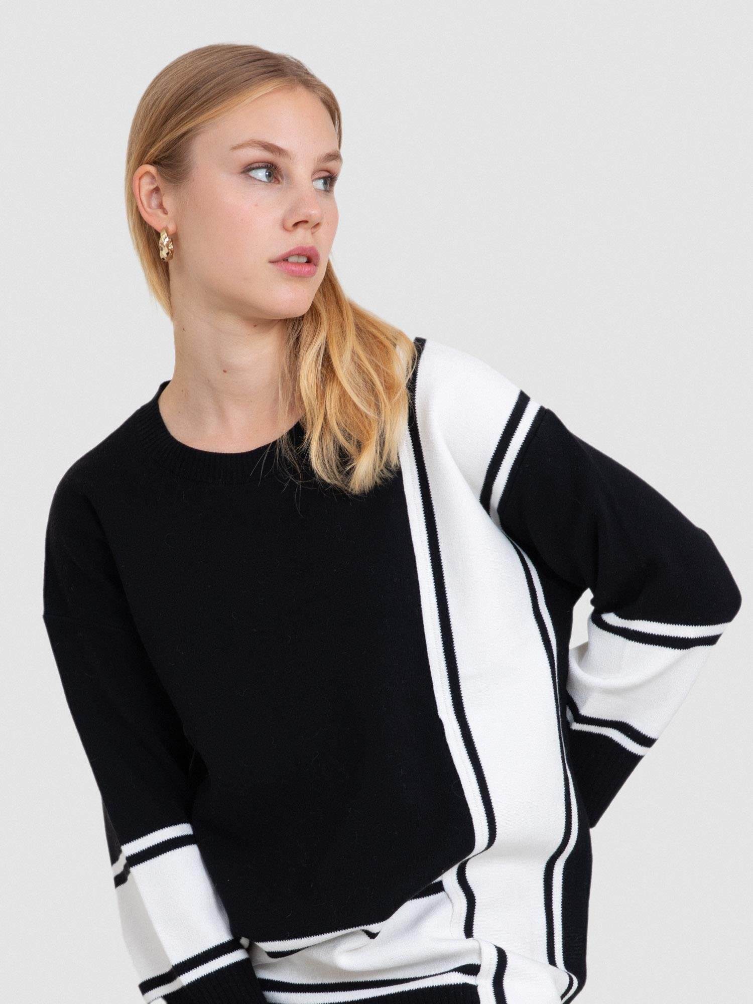 Organik Pamuk Karışımlı Zıt Renk Detaylı Tunik