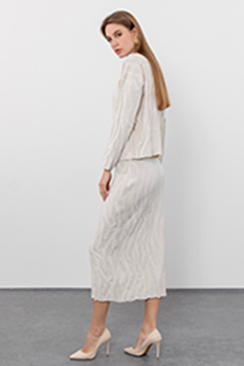 Organik Pamuk ve Yün Karışımlı Metalik İpli Balıkçı Yaka Kazak