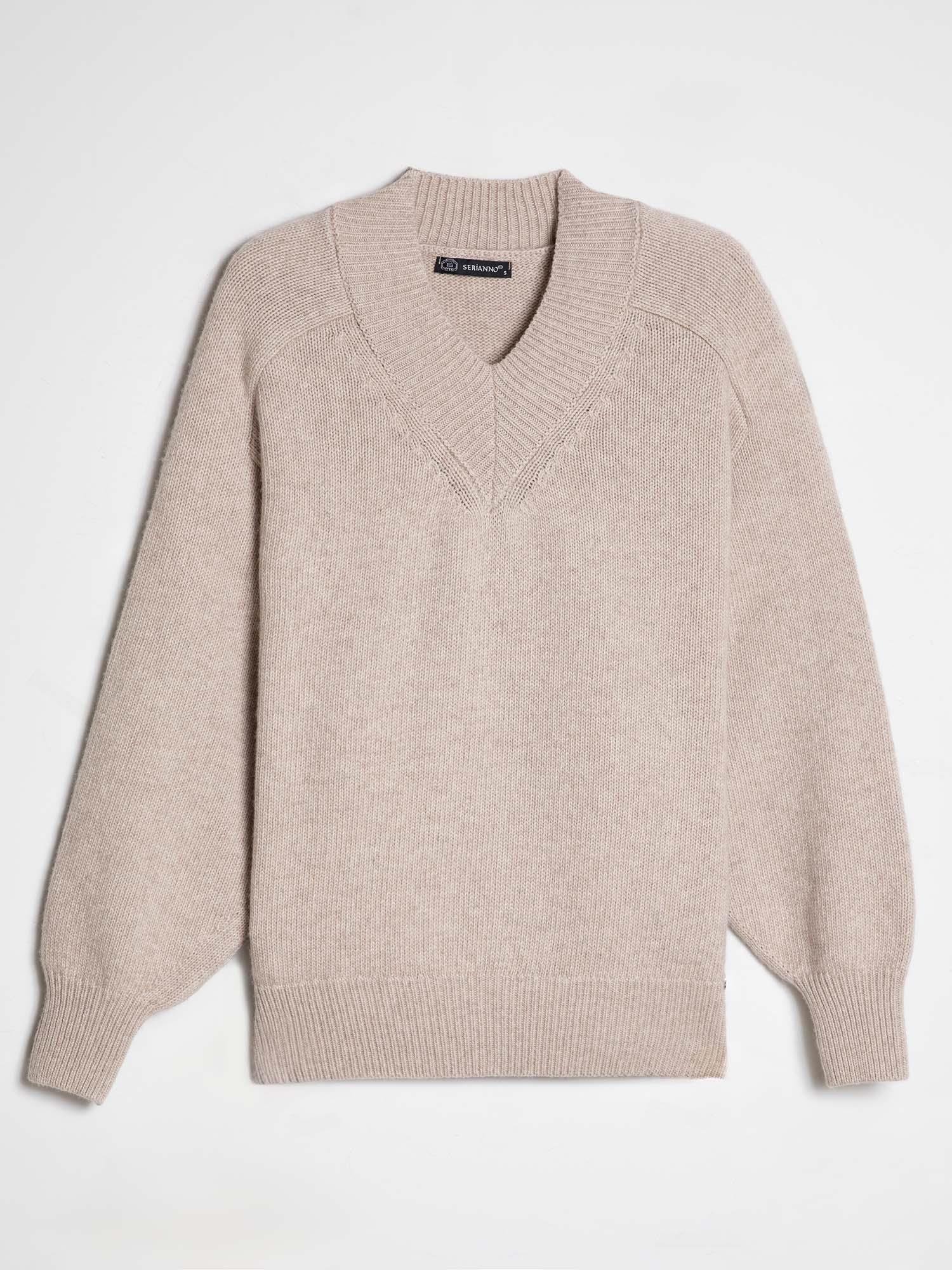 Organik Yün Ve Organik Pamuk Karışımlı V Yaka Kazak