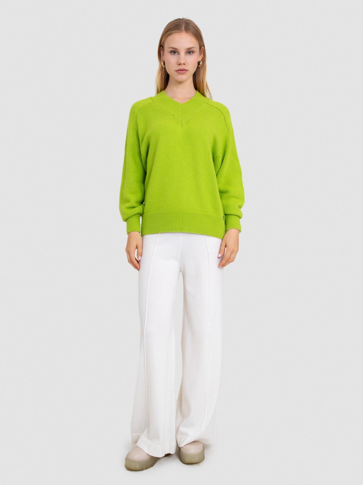 Organik Yün Ve Organik Pamuk Karışımlı V Yaka Kazak