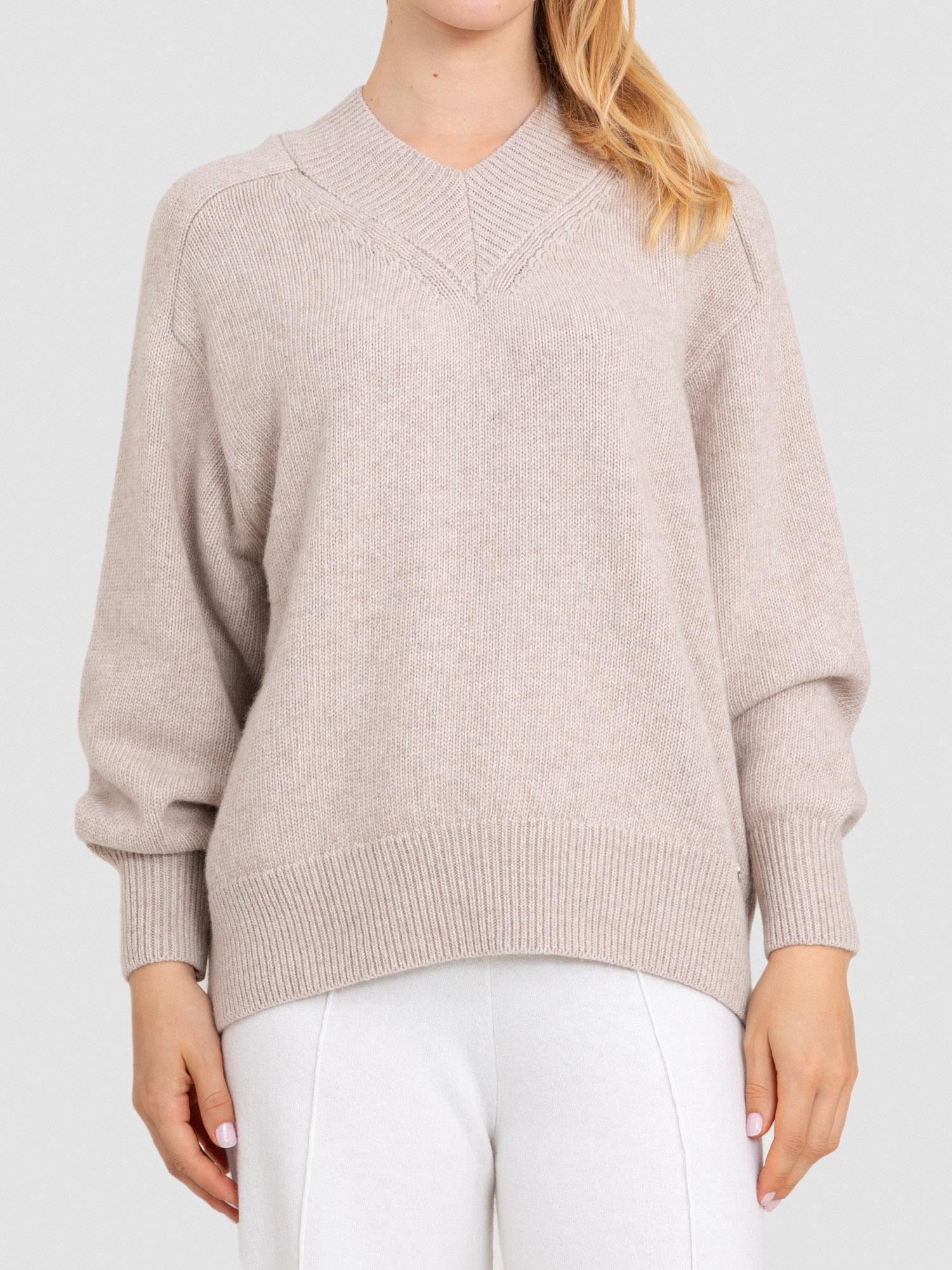 Organik Yün Ve Organik Pamuk Karışımlı V Yaka Kazak