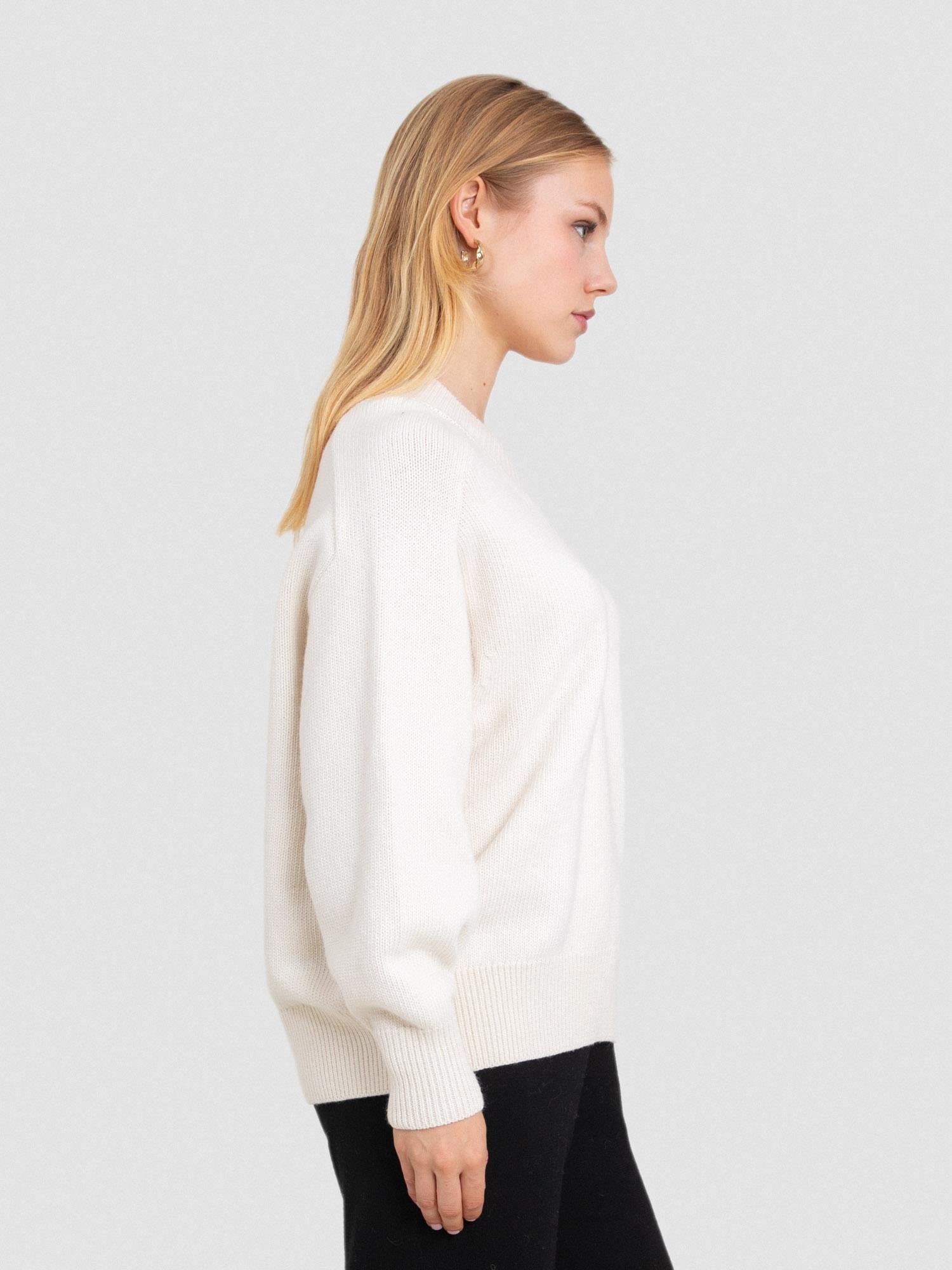 Organik Yün Ve Organik Pamuk Karışımlı V Yaka Kazak