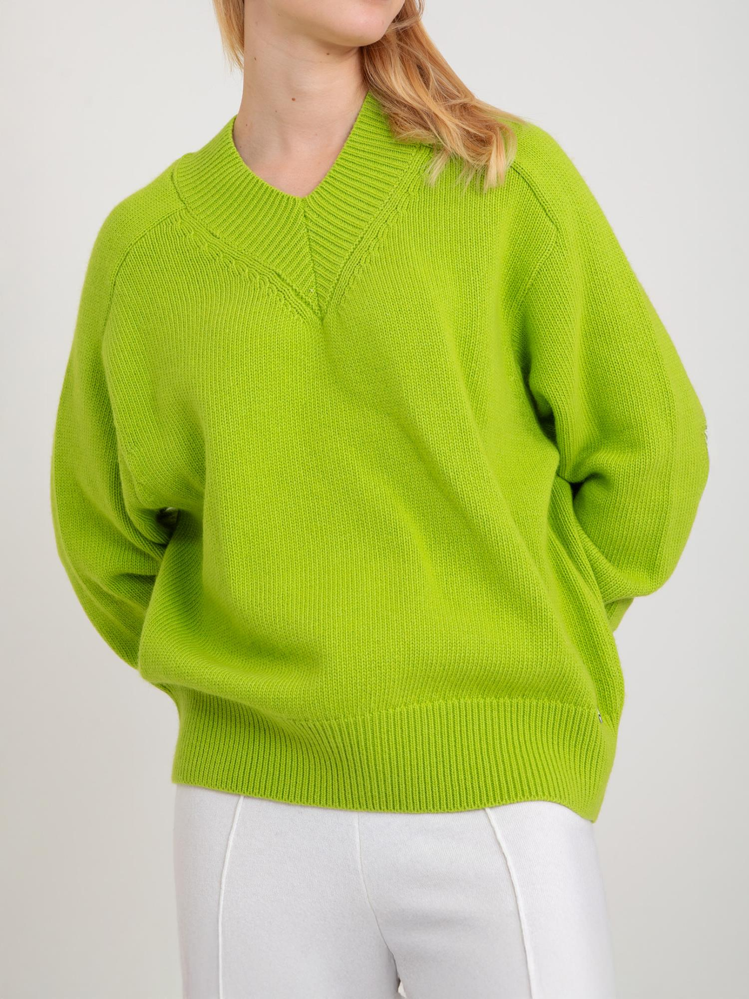 Свитер с V-образным вырезом из смеси органической шерсти и хлопка