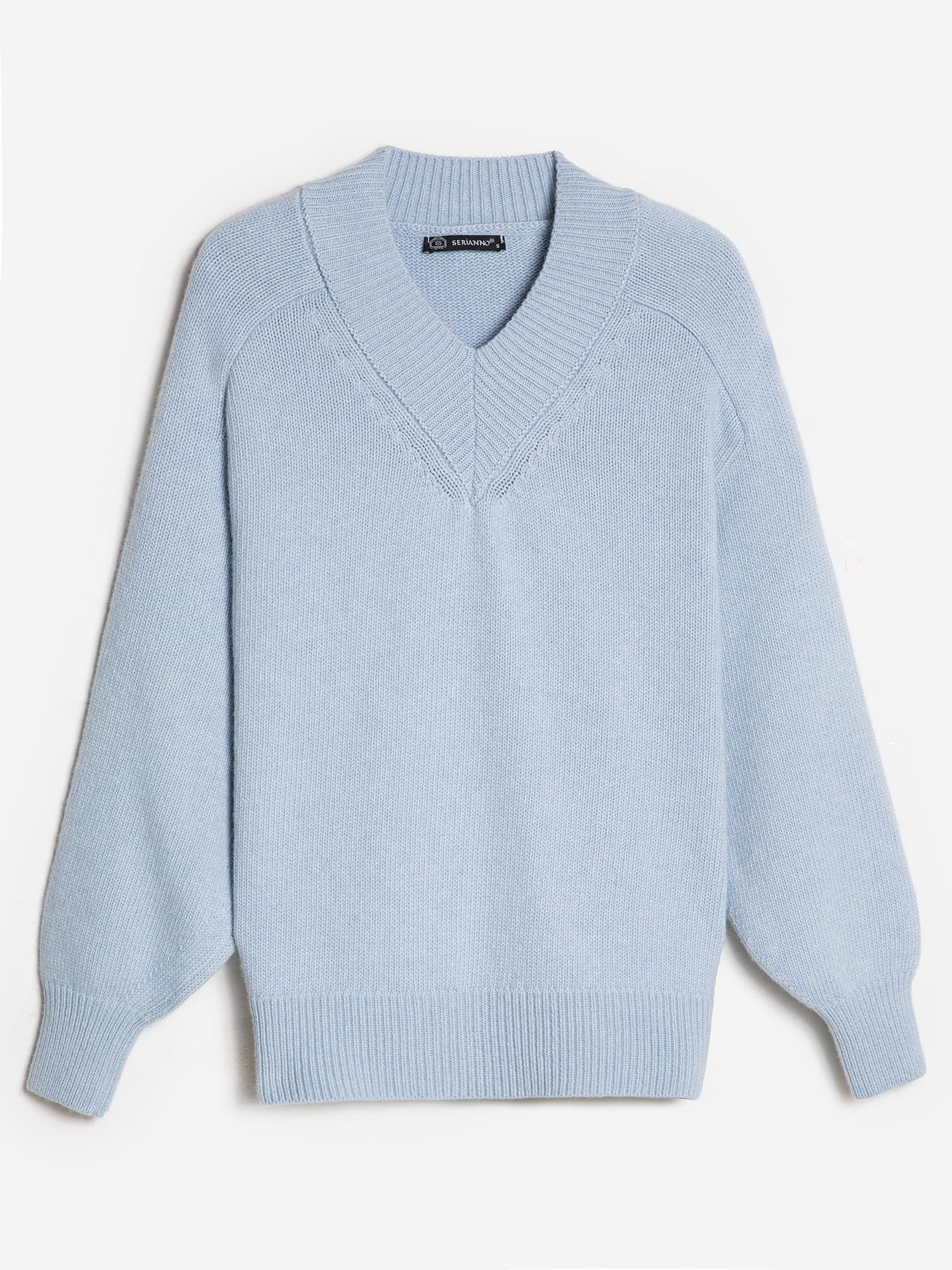 Organik Yün Ve Organik Pamuk Karışımlı V Yaka Kazak