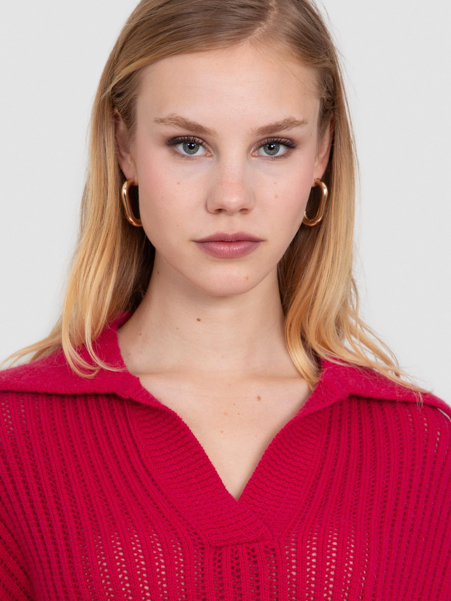 Organik Yün ve Pamuk karışımlı Ajurlu Kazak