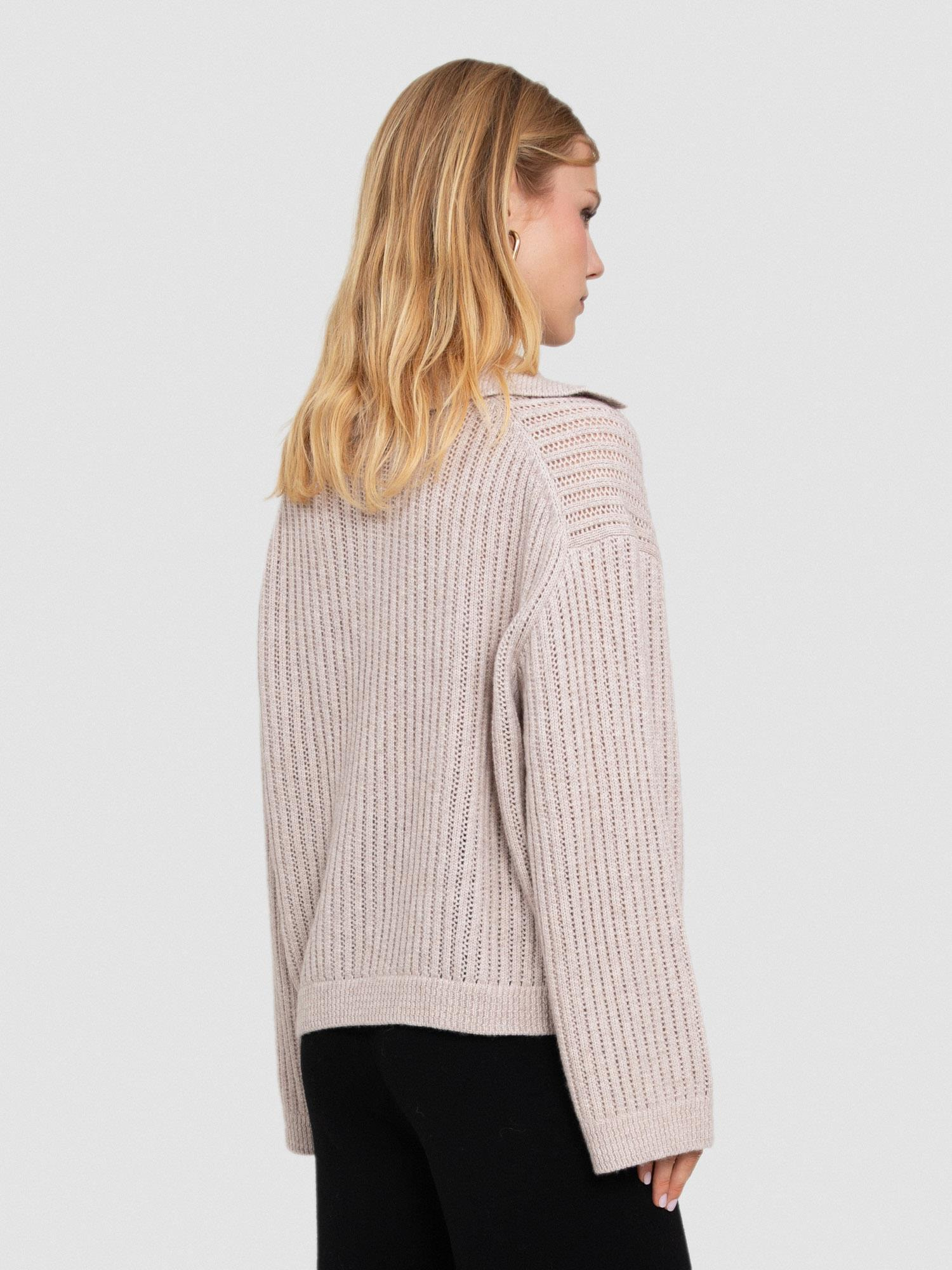 Organik Yün ve Pamuk karışımlı Ajurlu Kazak