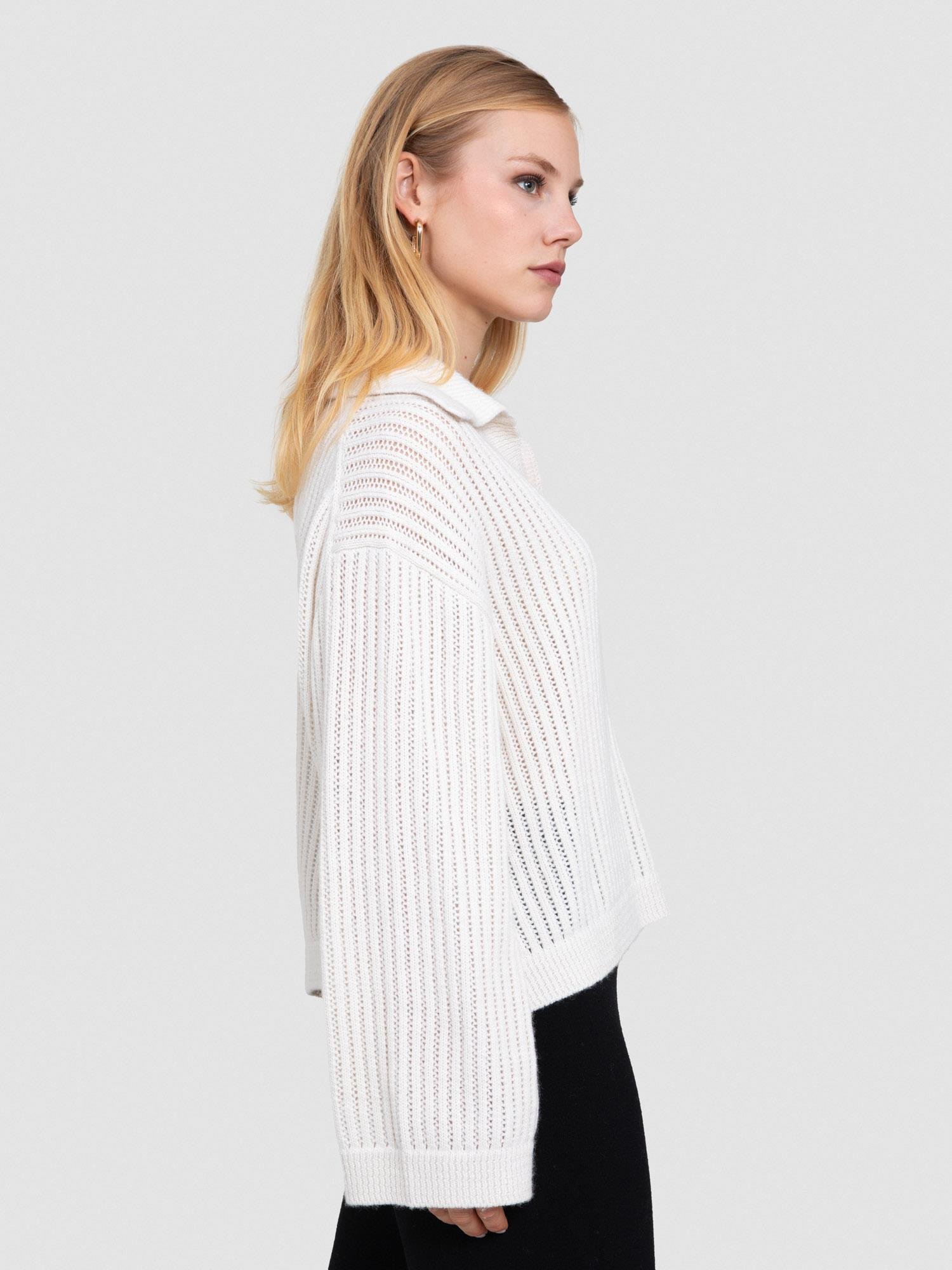 Organik Yün ve Pamuk karışımlı Ajurlu Kazak