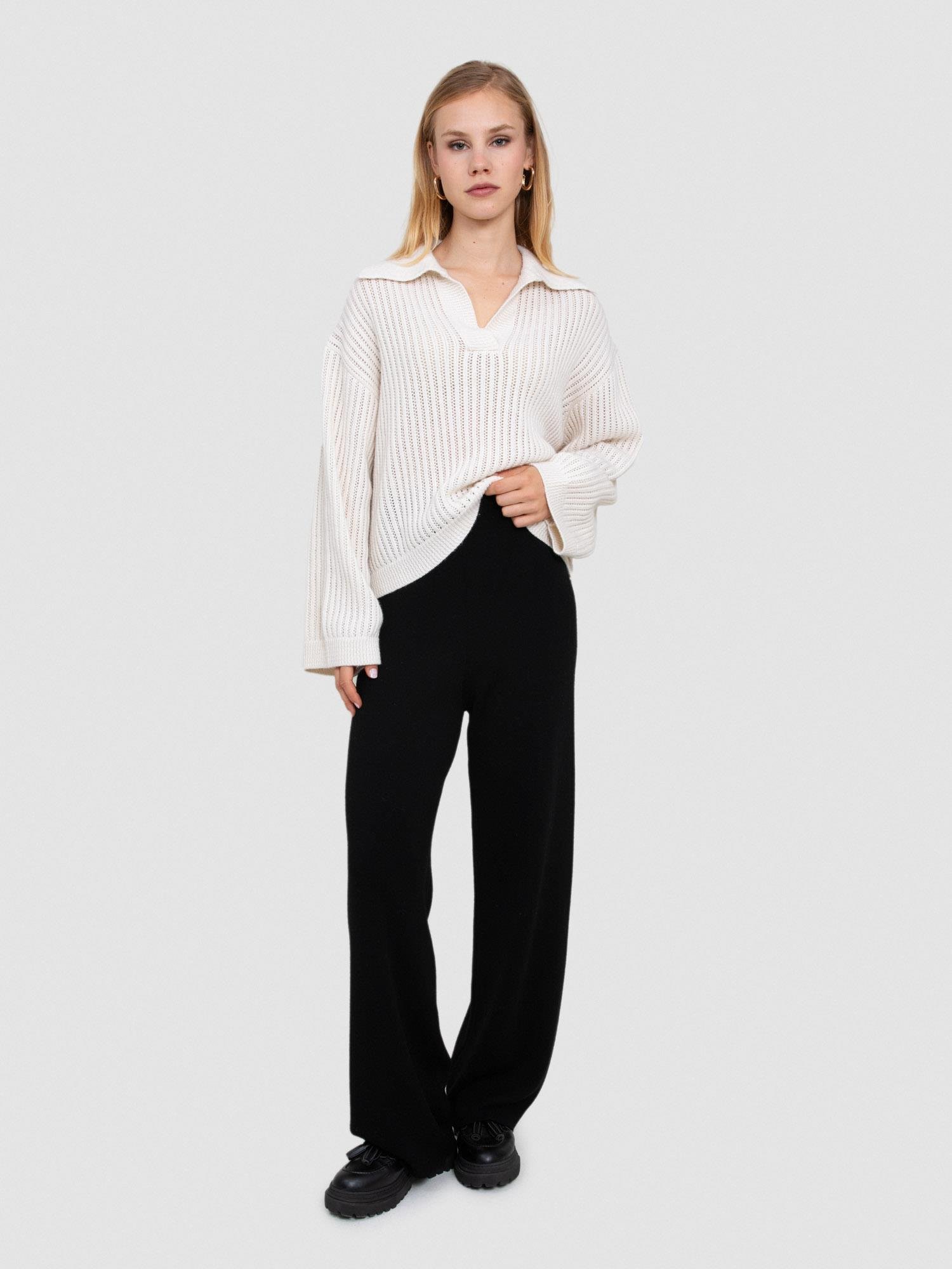 Organik Yün ve Pamuk karışımlı Ajurlu Kazak