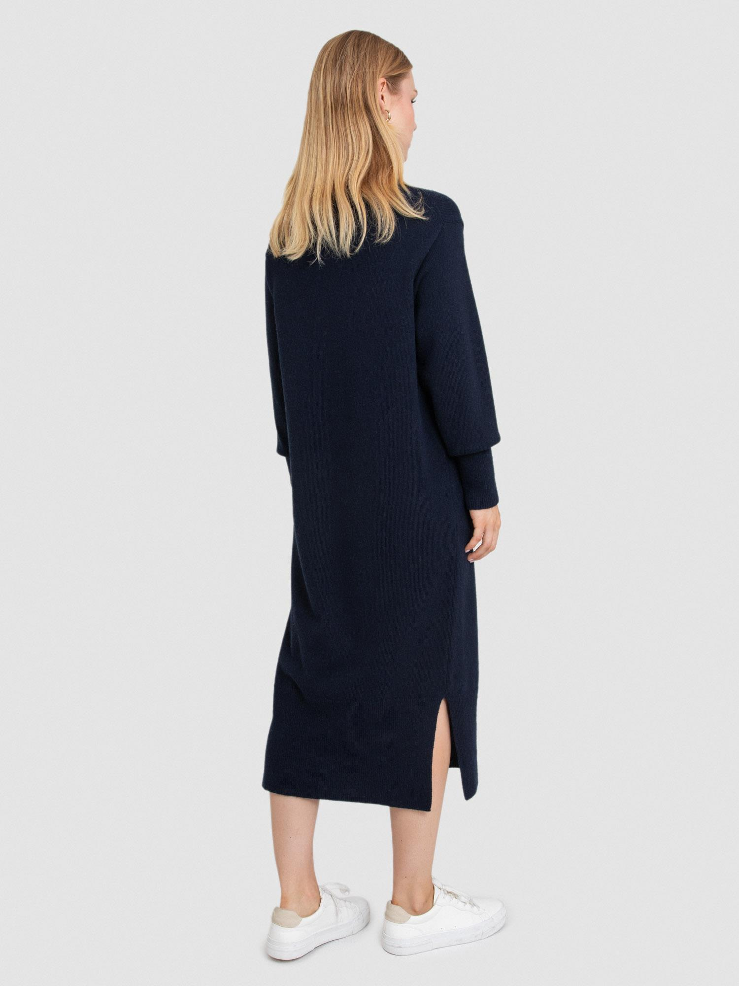 Organik Yün ve Pamuk Karışımlı Dik Yaka Elbise