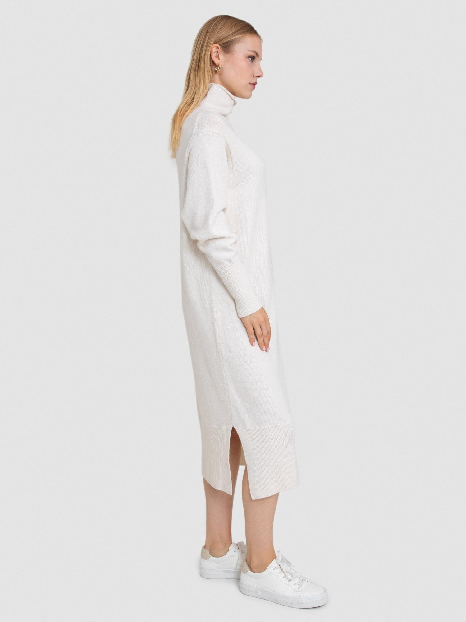 Organik Yün ve Pamuk Karışımlı Dik Yaka Elbise